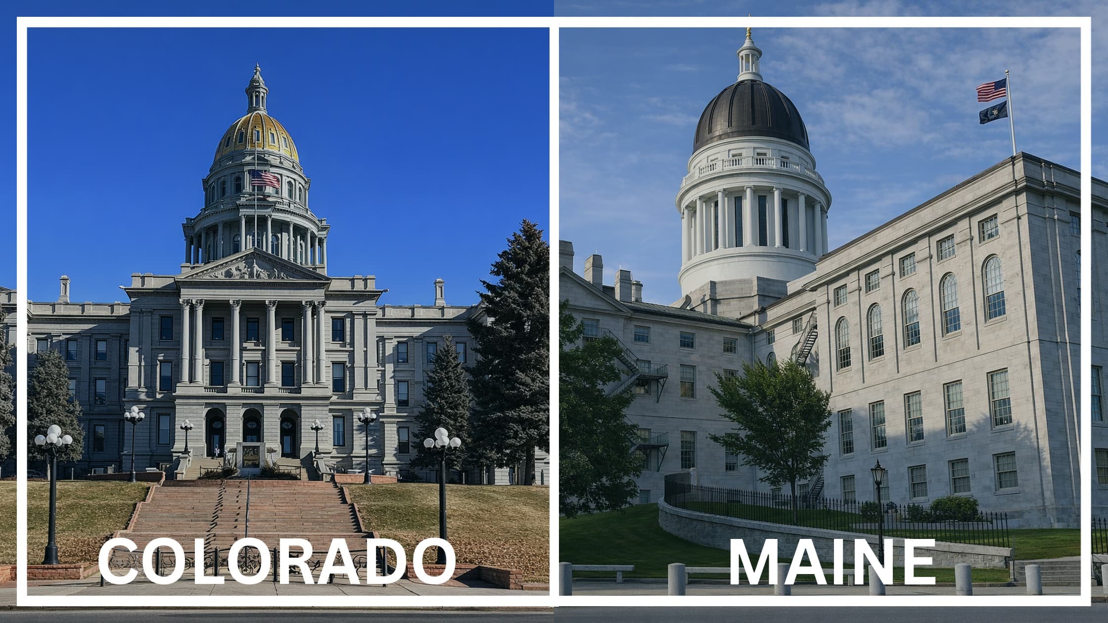 Comparing the state capitol buildings between Colorado and Maine.
