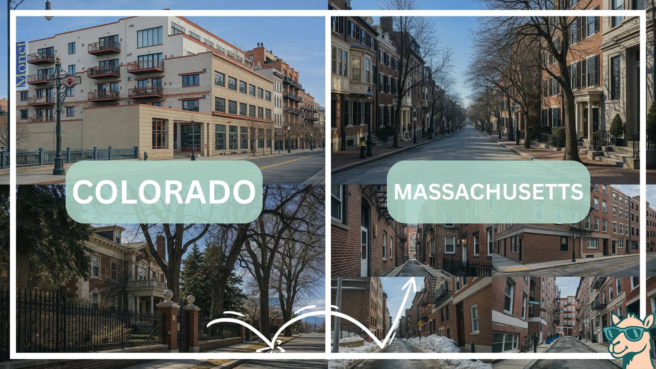 comparison of housing options and types between neighborhoods in Colorado and Massachusetts