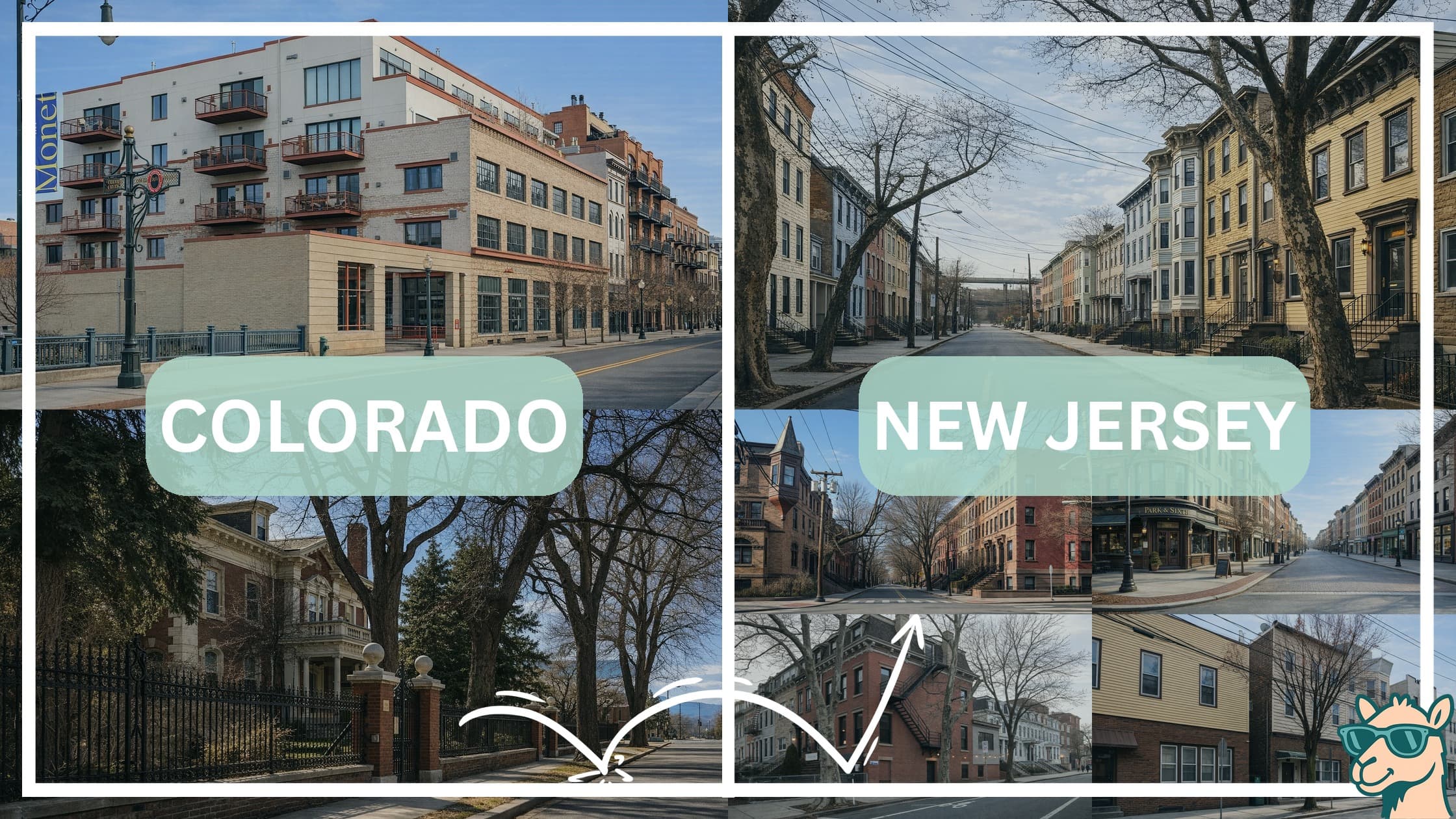 comparison of housing options and types between neighborhoods in Colorado and New Jersey