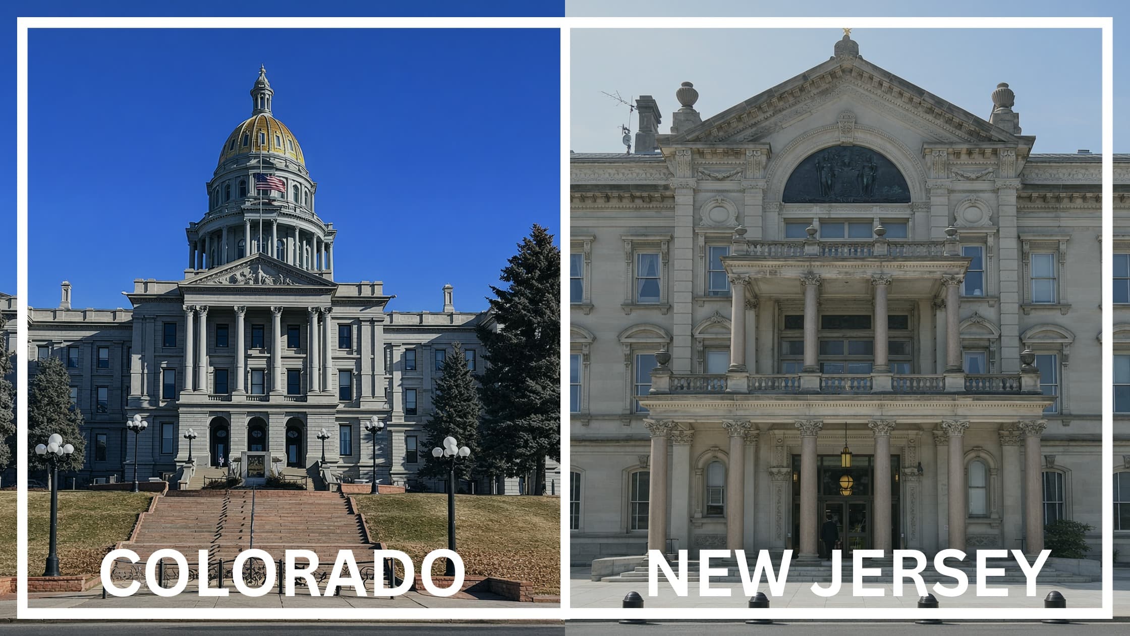 Comparing the state capitol buildings between Colorado and New Jersey.