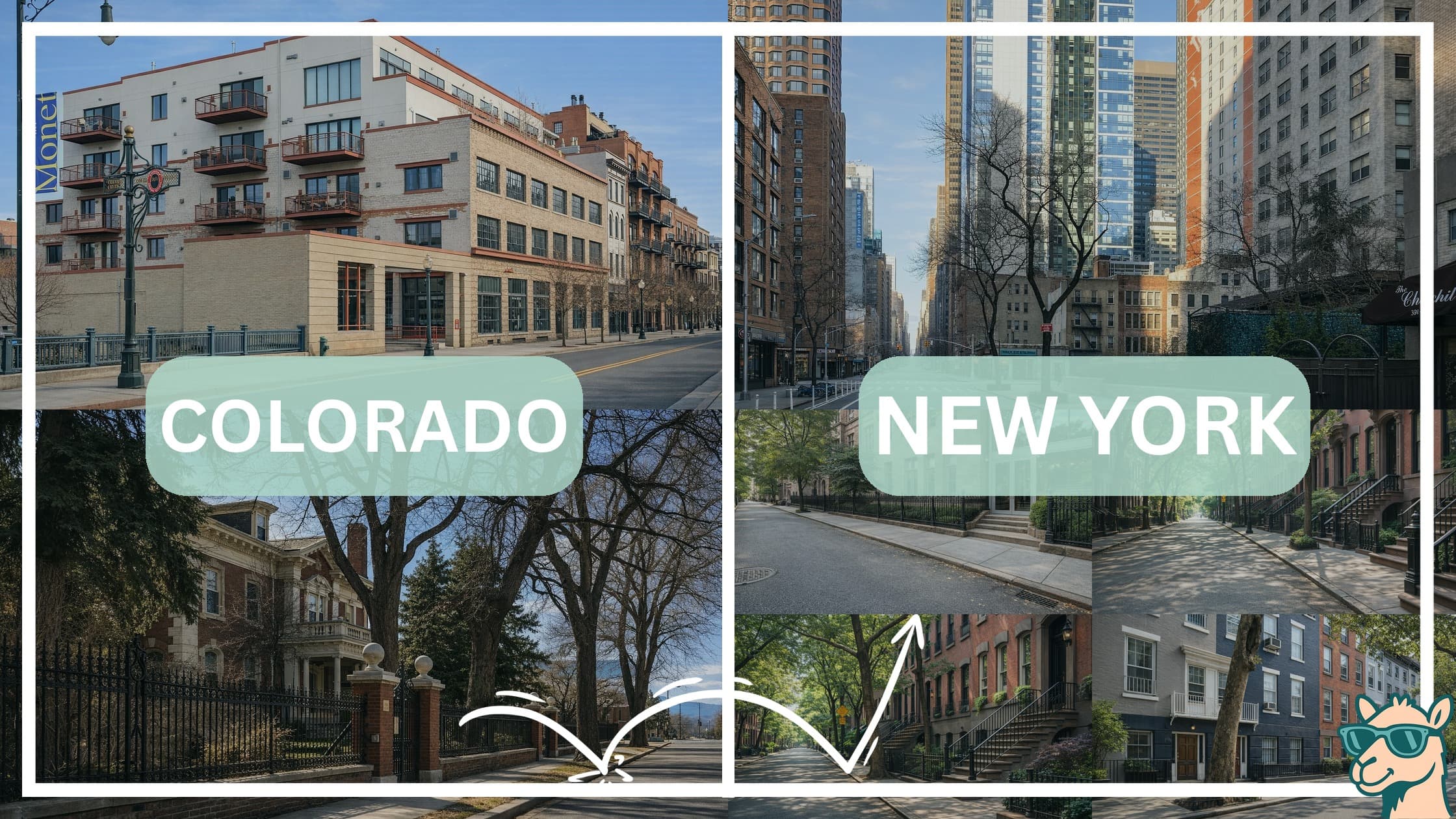 comparison of housing options and types between neighborhoods in Colorado and New York