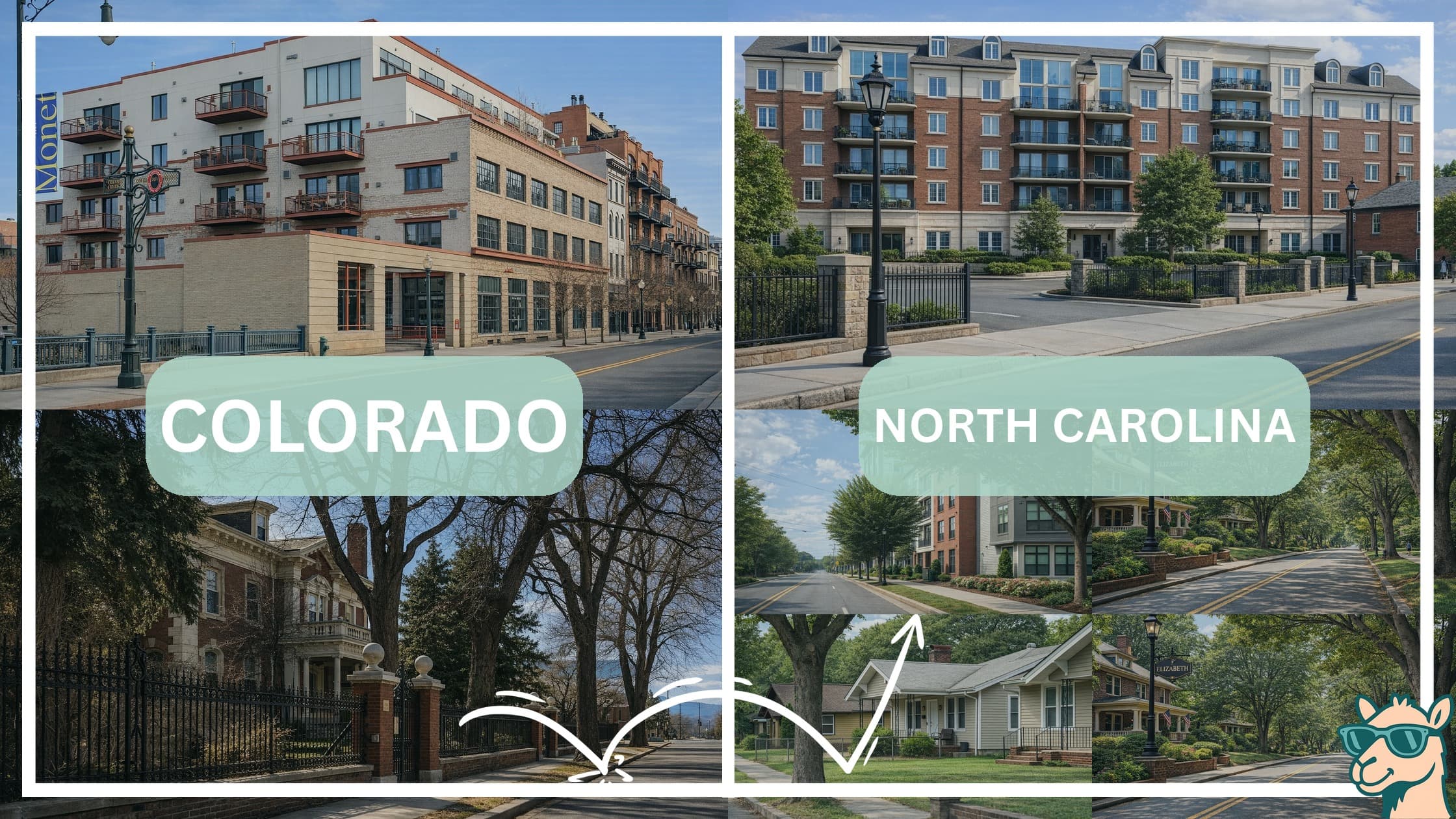 comparison of housing options and types between neighborhoods in Colorado and North Carolina