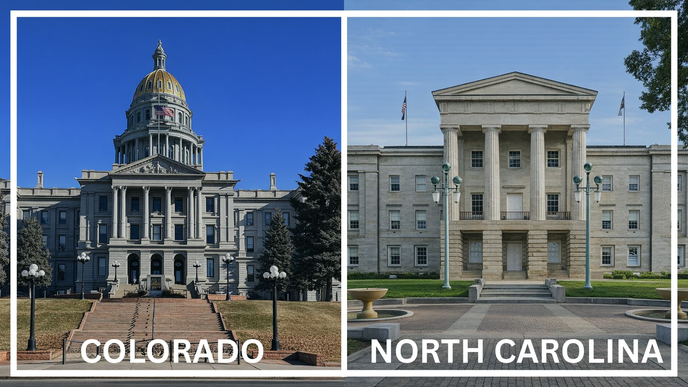 Comparing the state capitol buildings between Colorado and North Carolina.
