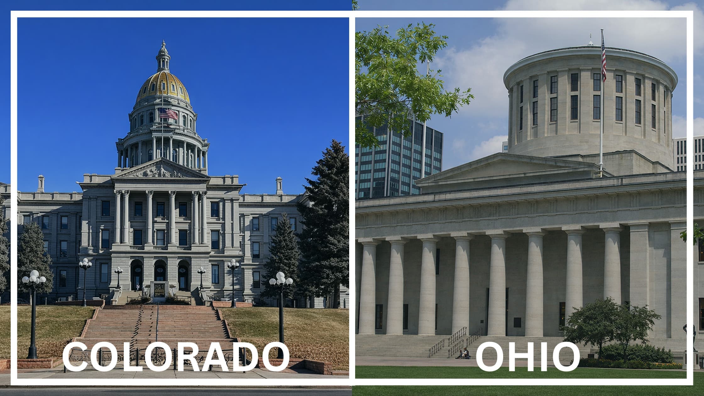 Comparing the state capitol buildings between Colorado and Ohio.