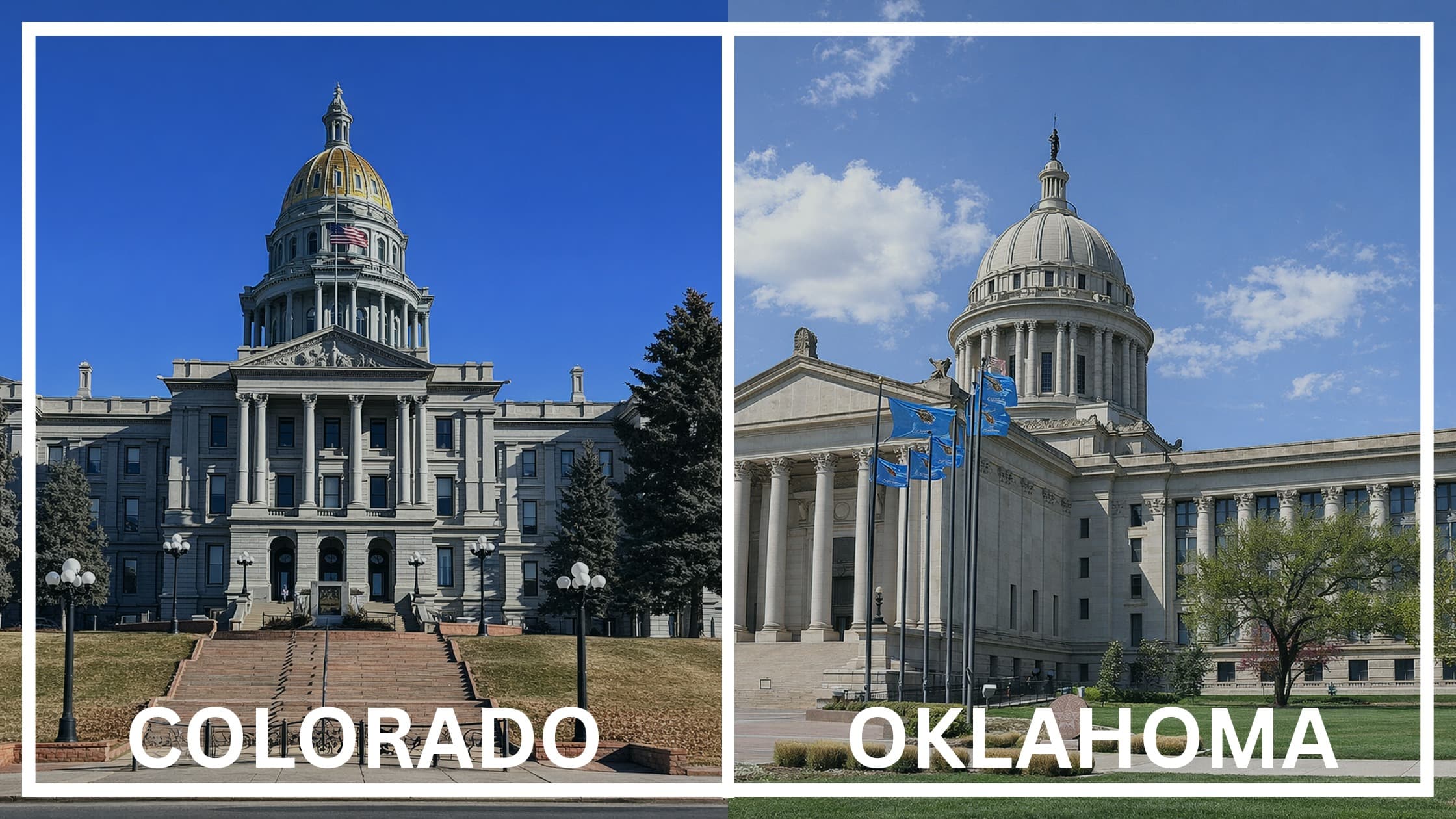 Comparing the state capitol buildings between Colorado and Oklahoma.