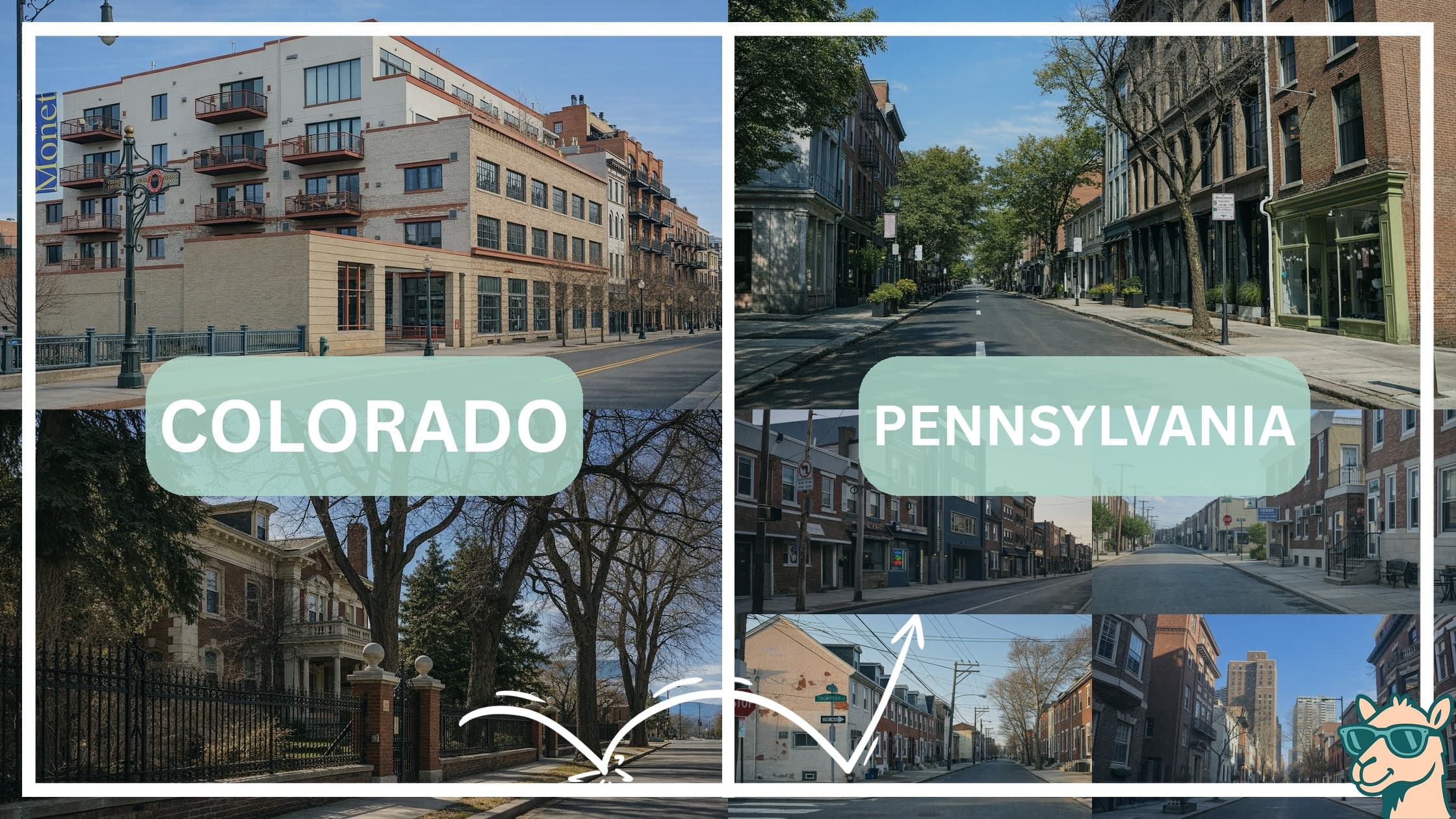 comparison of housing options and types between neighborhoods in Colorado and Pennsylvania