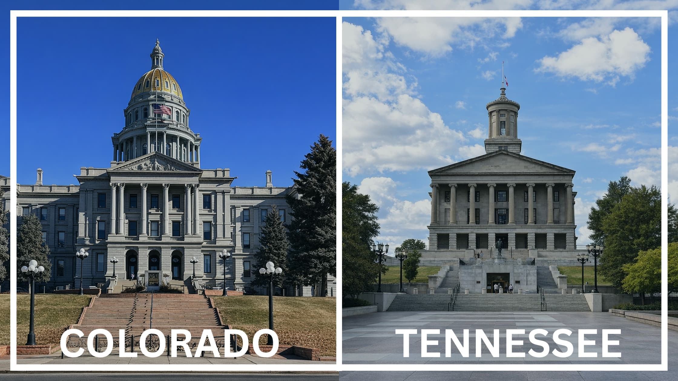 Comparing the state capitol buildings between Colorado and Tennessee.