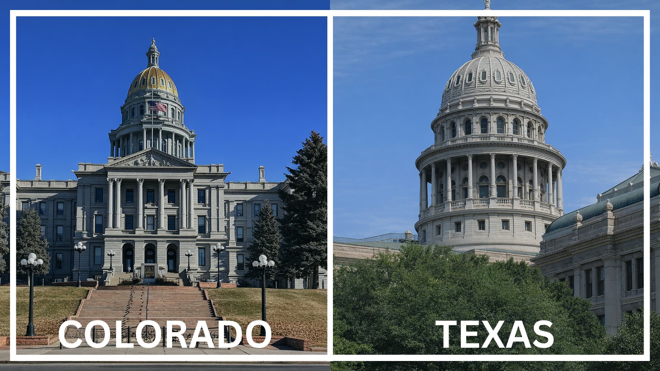 Comparing the state capitol buildings between Colorado and Texas.