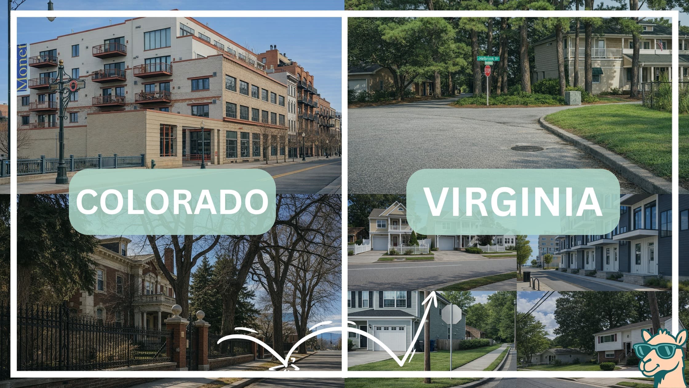 comparison of housing options and types between neighborhoods in Colorado and Virginia