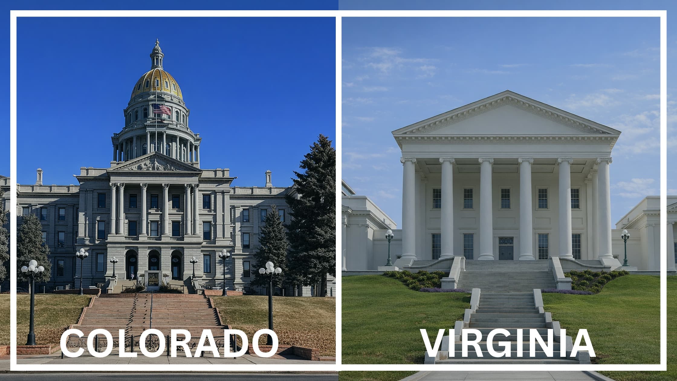 Comparing the state capitol buildings between Colorado and Virginia.