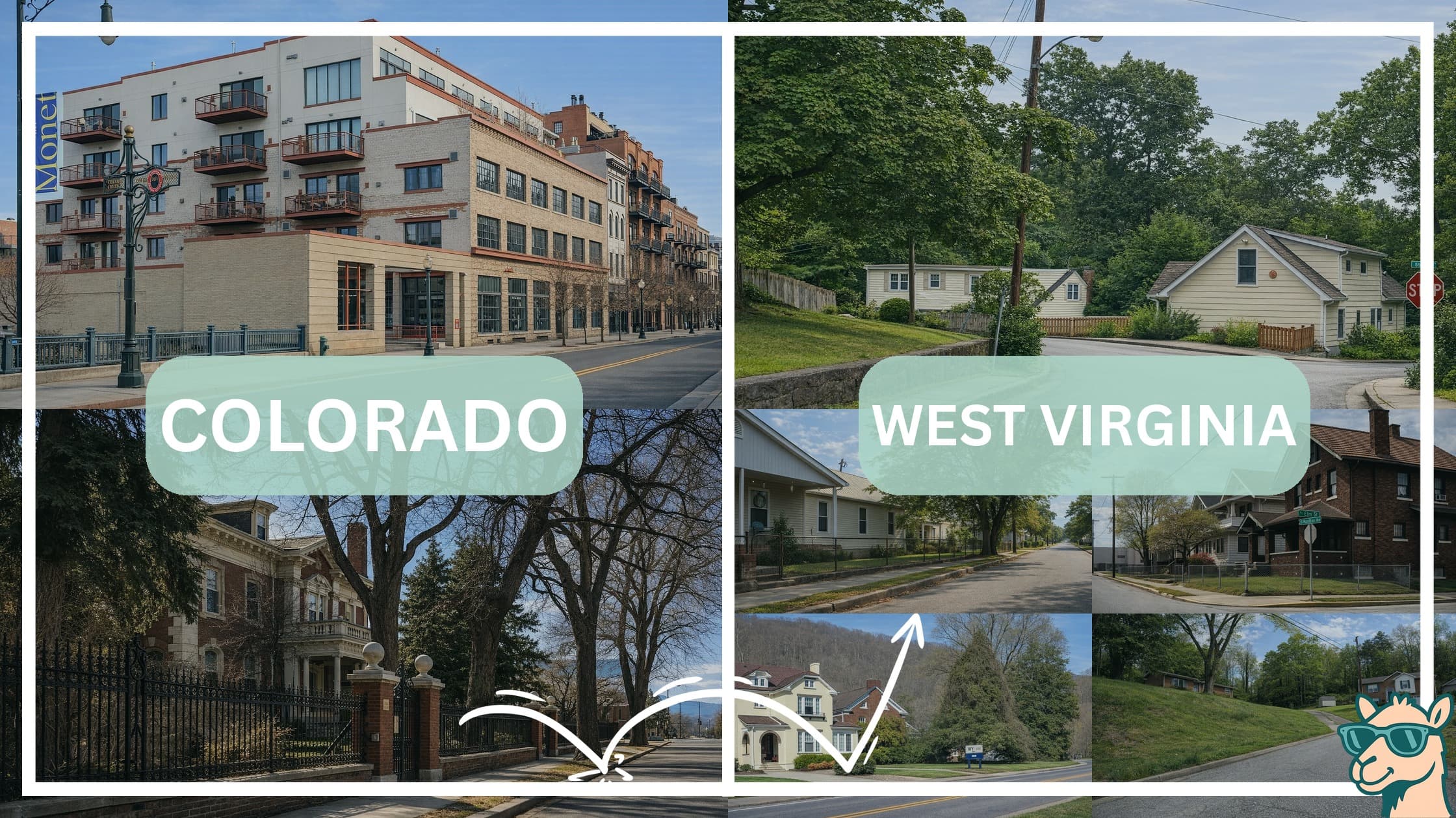 comparison of housing options and types between neighborhoods in Colorado and West Virginia