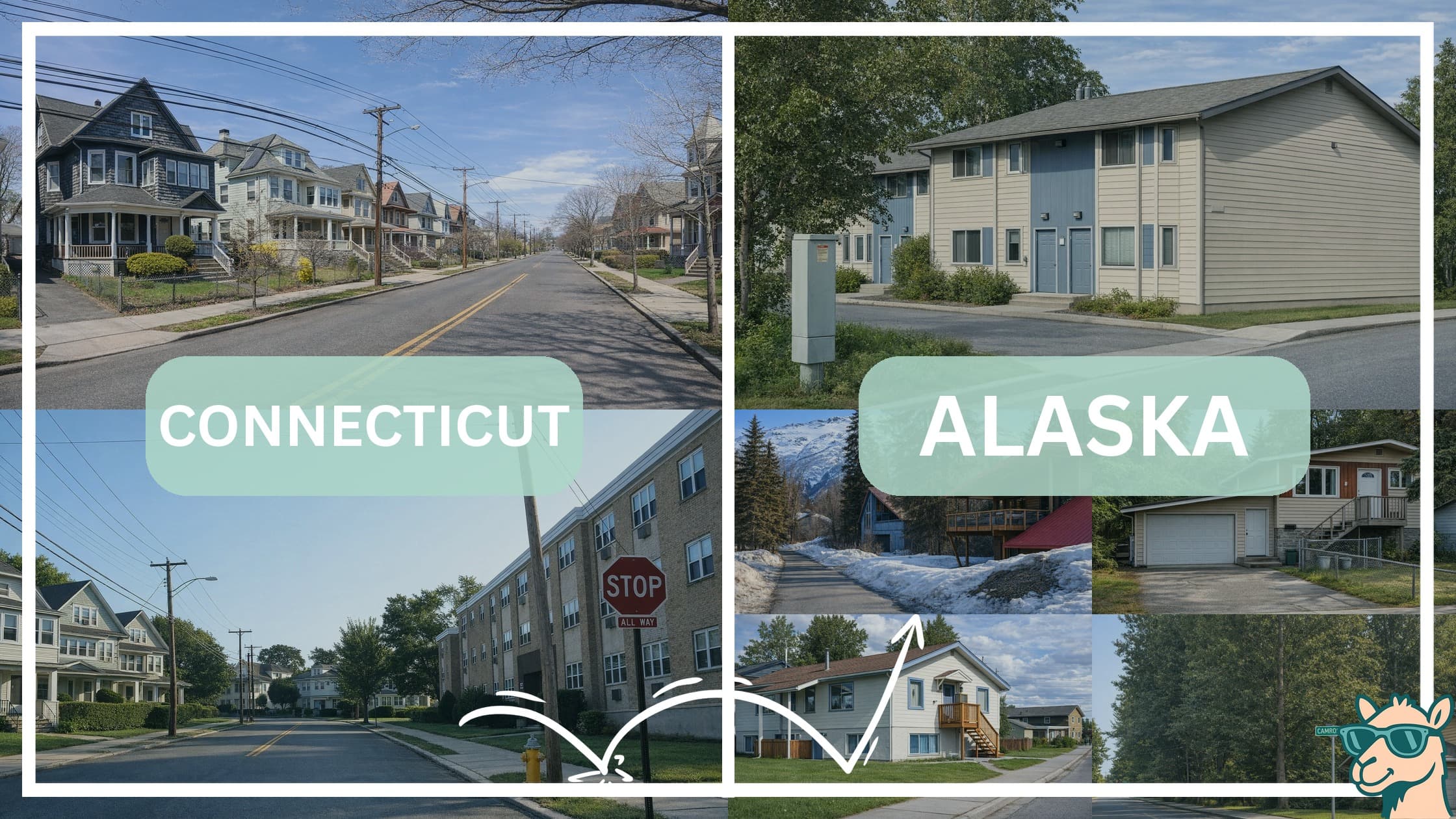comparison of housing options and types between neighborhoods in Connecticut and Alaska