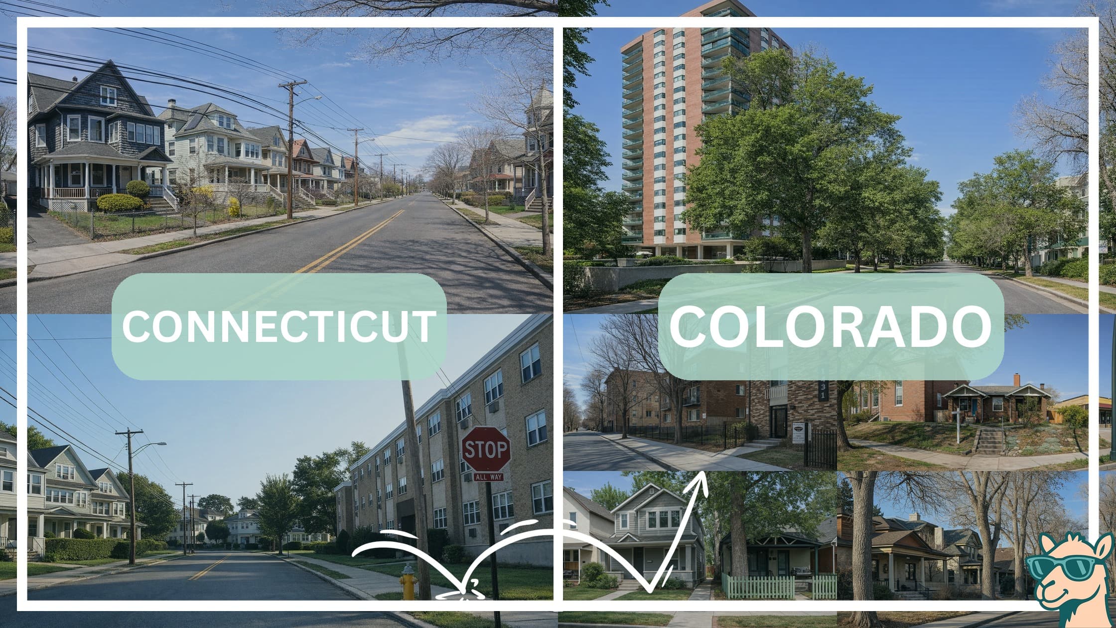 comparison of housing options and types between neighborhoods in Connecticut and Colorado
