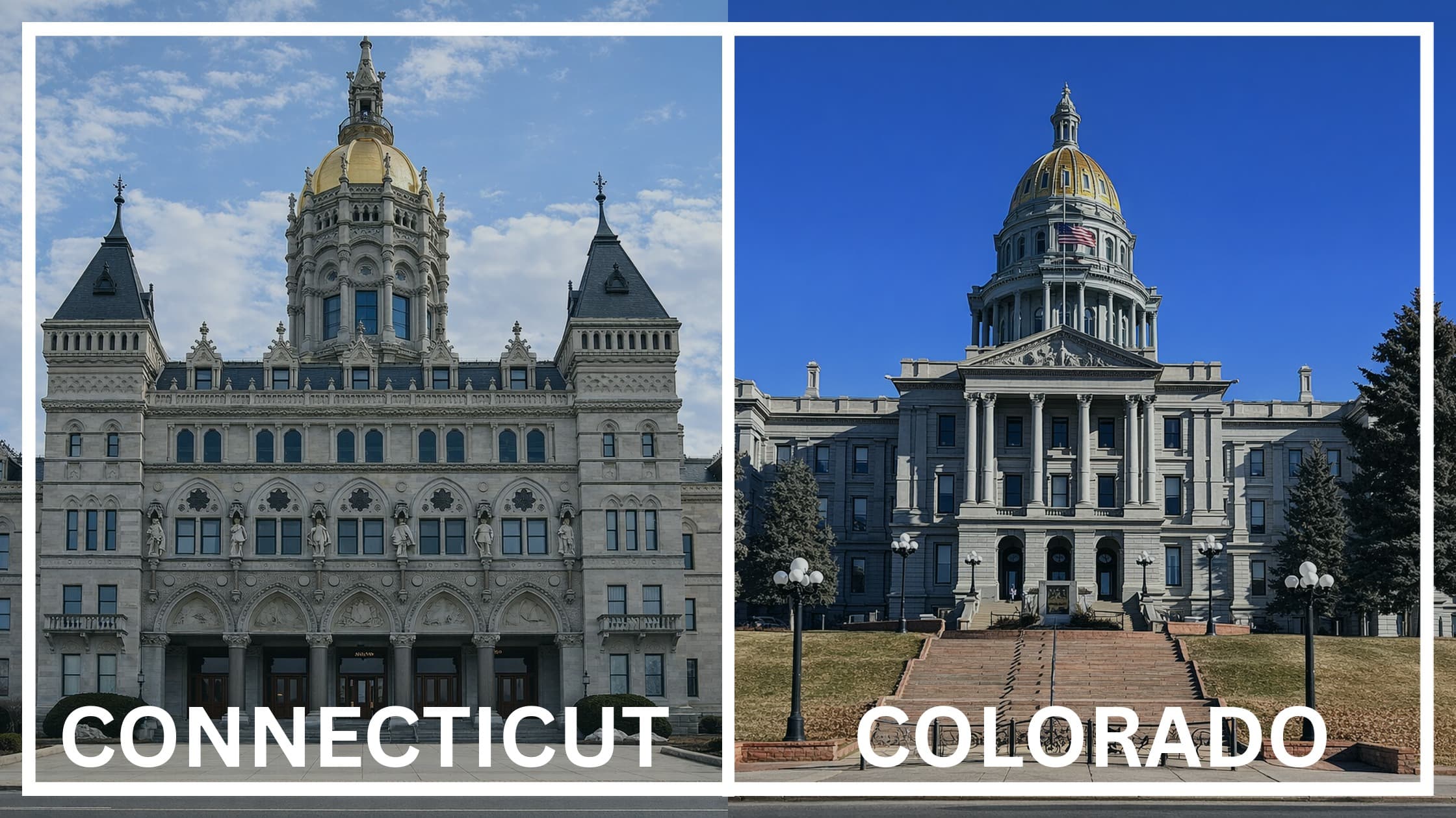 Comparing the state capitol buildings between Connecticut and Colorado.