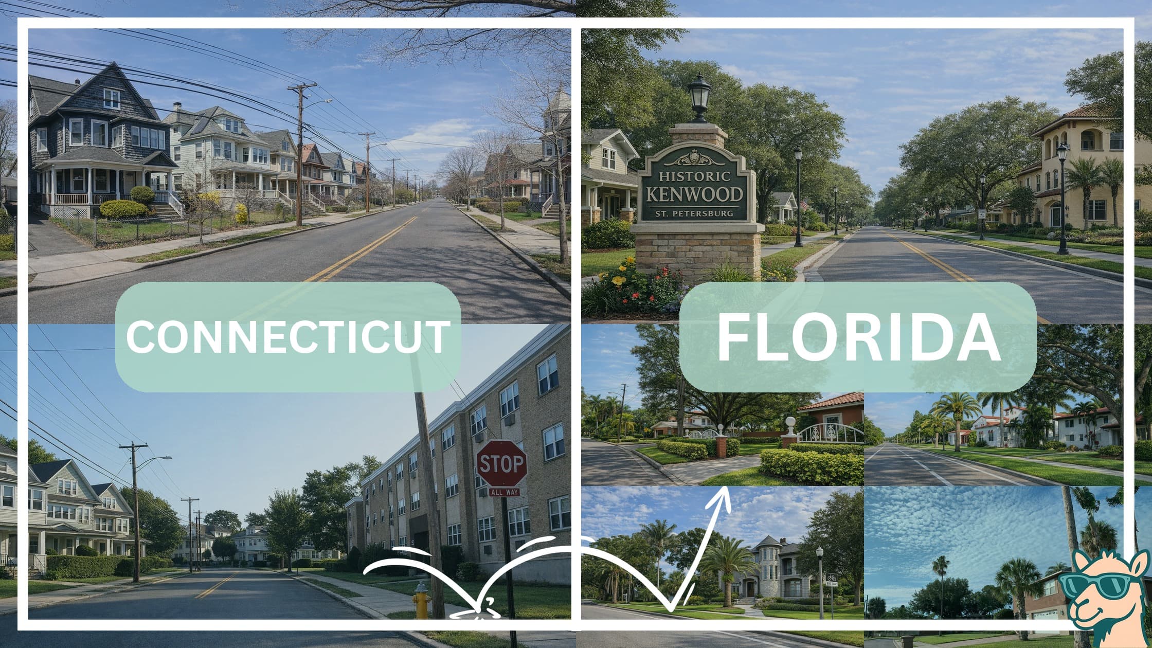 comparison of housing options and types between neighborhoods in Connecticut and Florida