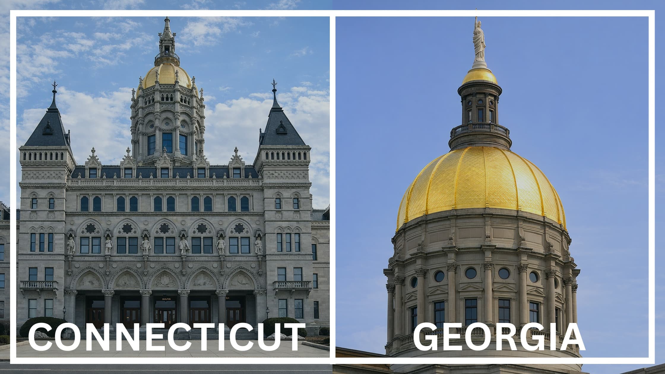 Comparing the state capitol buildings between Connecticut and Georgia.