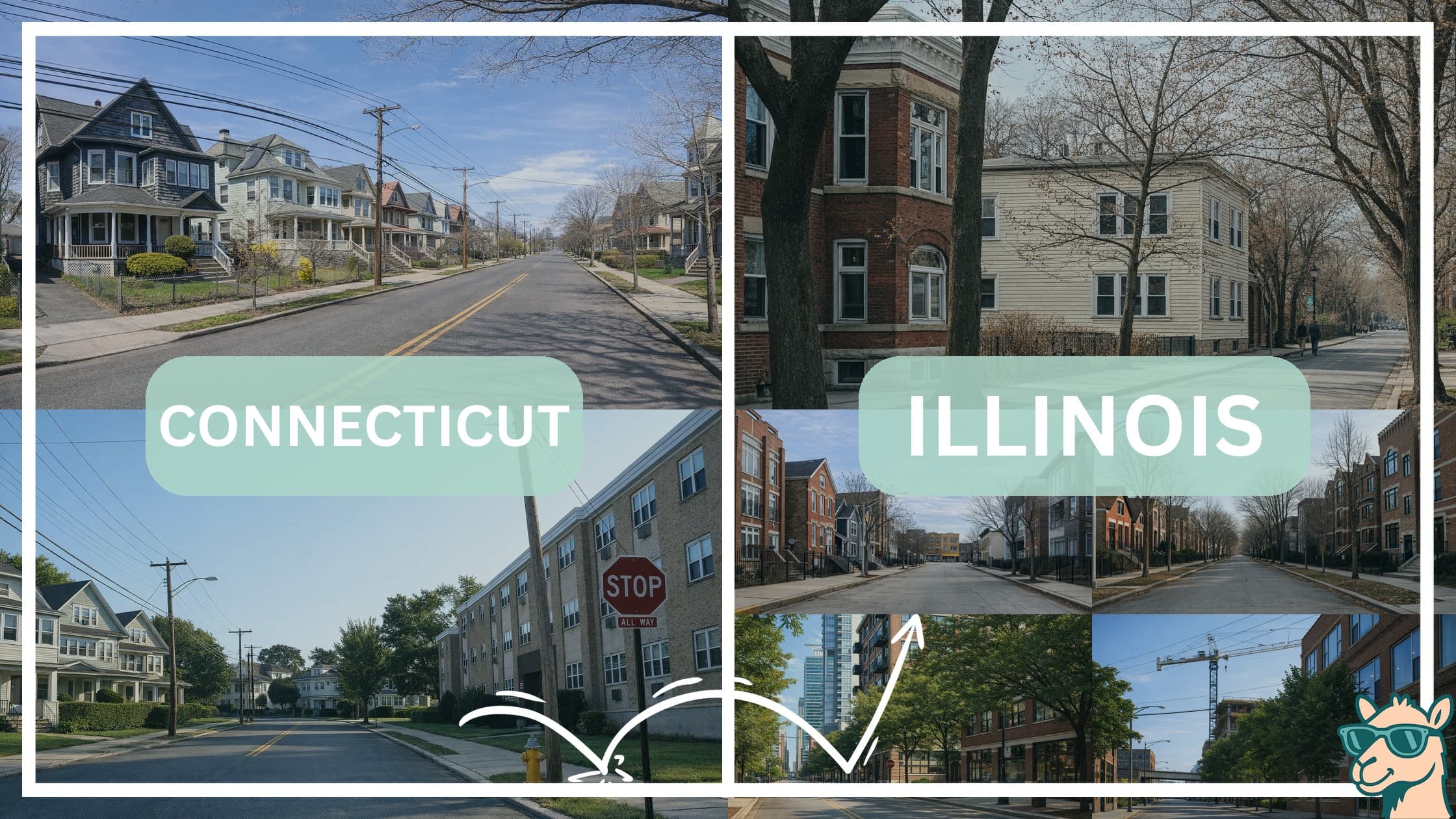 comparison of housing options and types between neighborhoods in Connecticut and Illinois