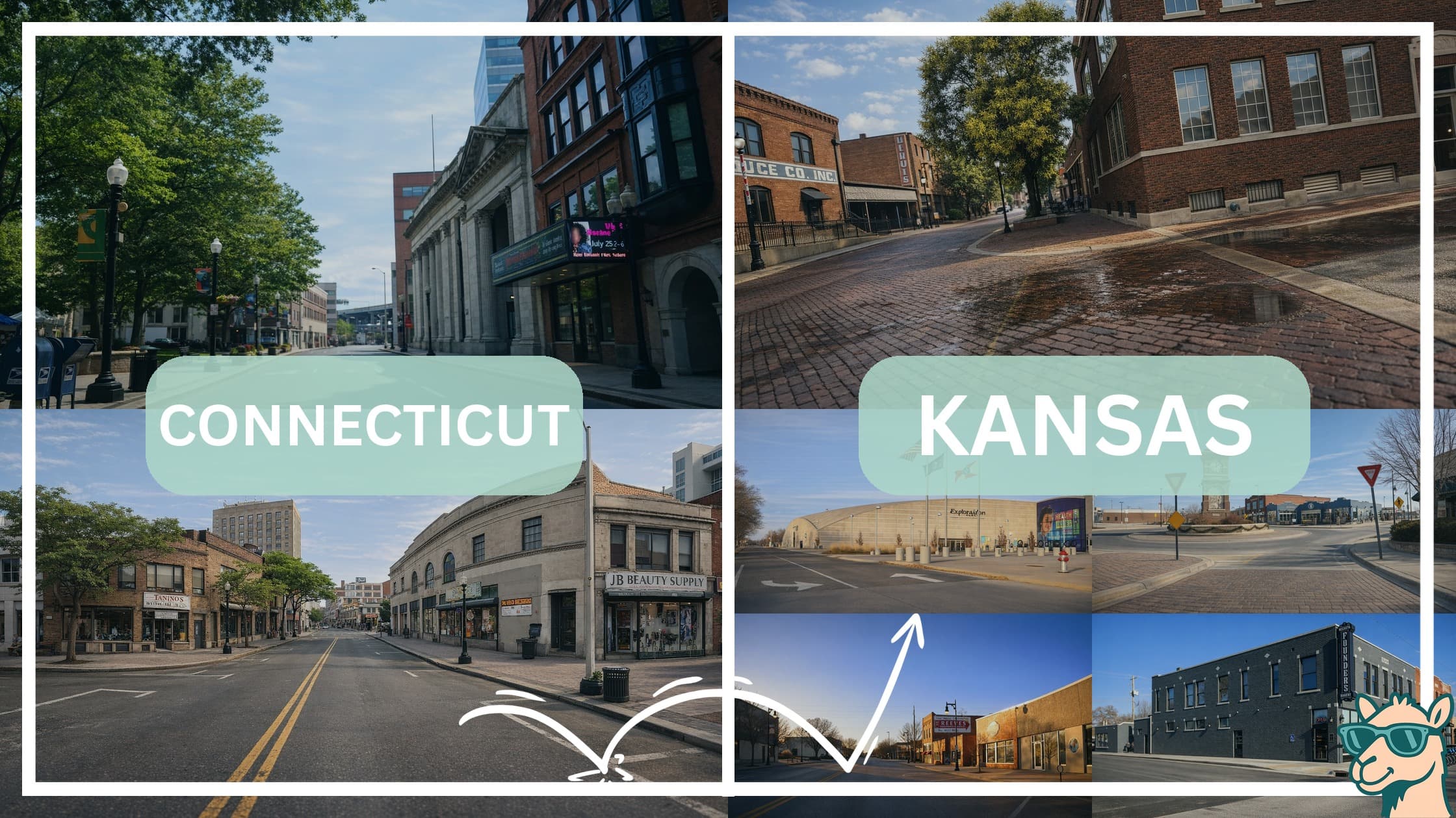 comparison of hotspots between neighborhoods in Connecticut and Kansas