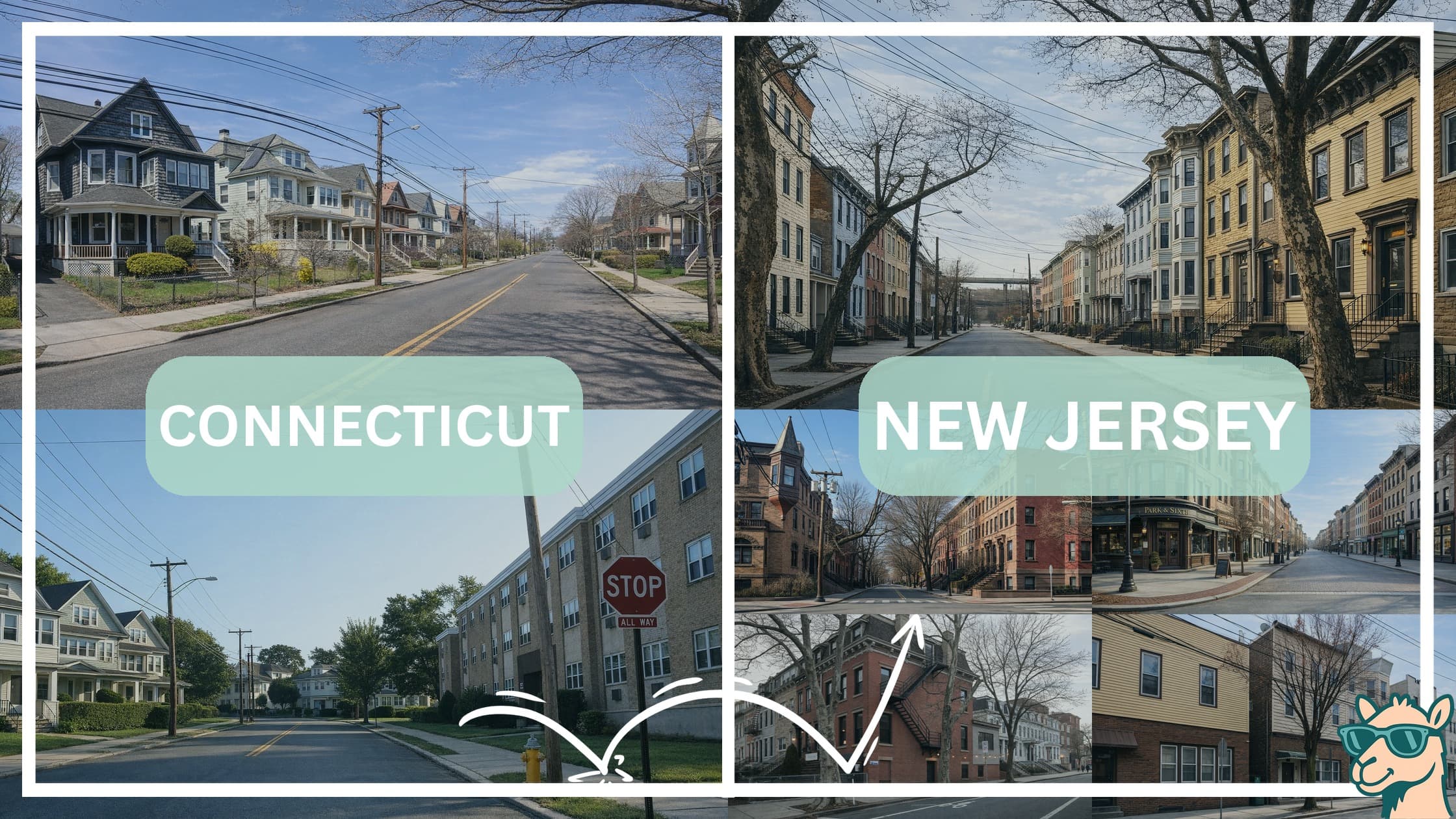 comparison of housing options and types between neighborhoods in Connecticut and New Jersey