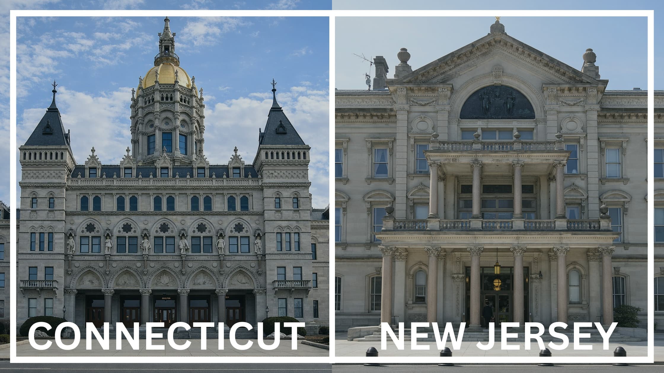 Comparing the state capitol buildings between Connecticut and New Jersey.