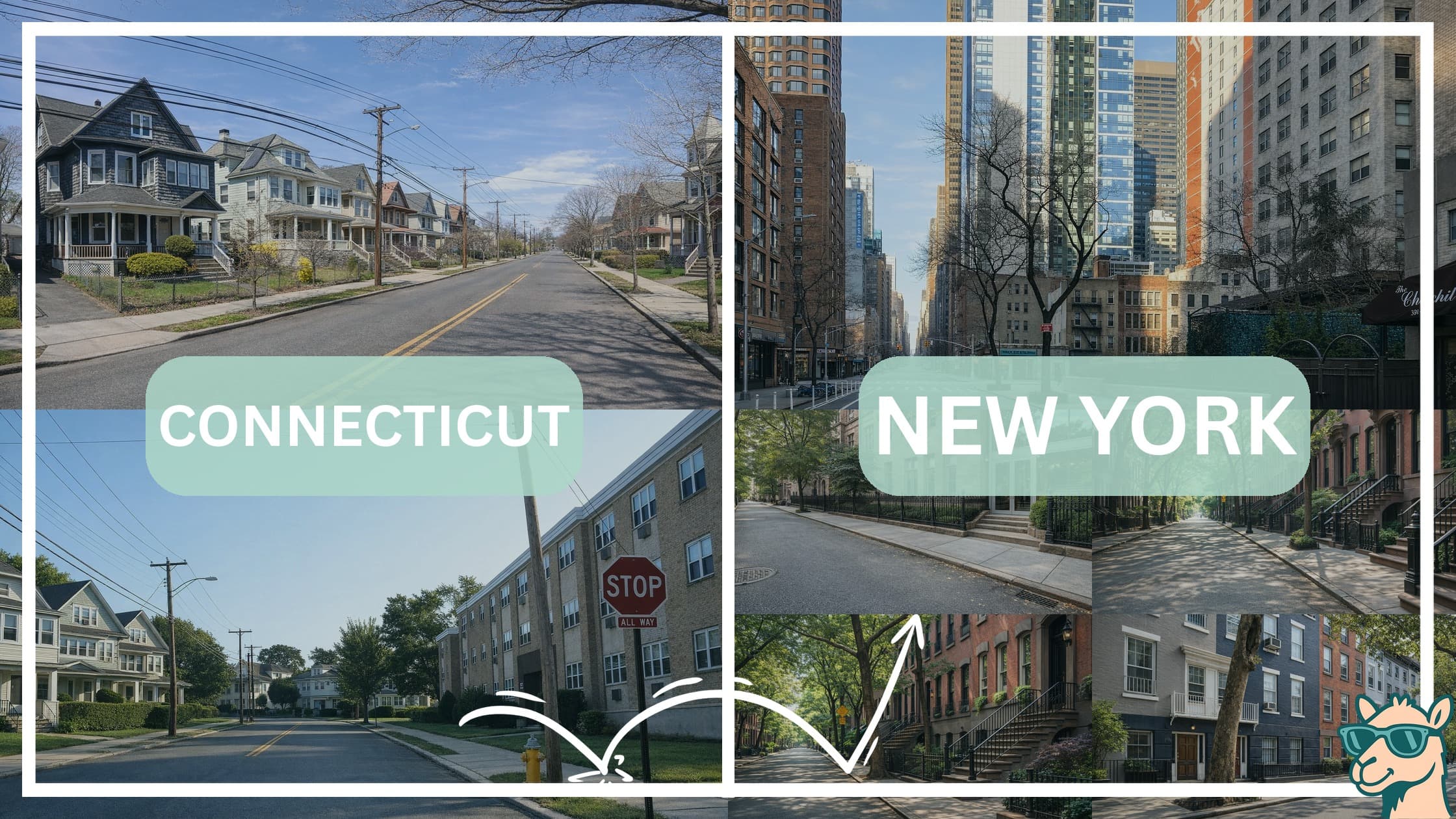 comparison of housing options and types between neighborhoods in Connecticut and New York