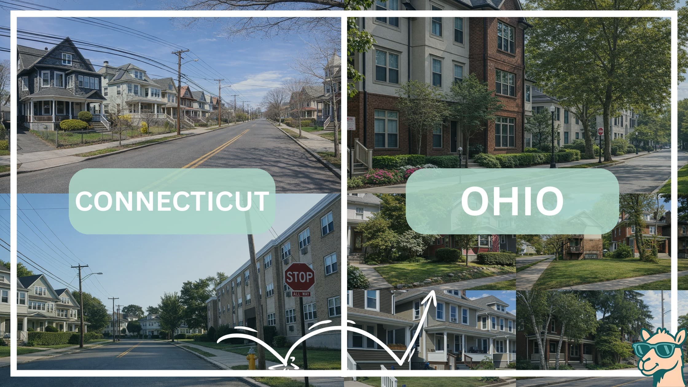 comparison of housing options and types between neighborhoods in Connecticut and Ohio