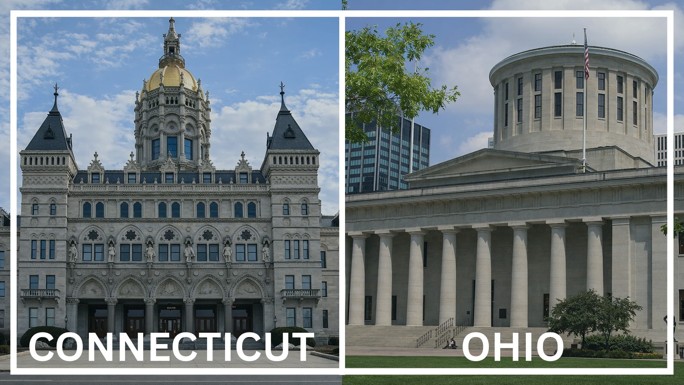 Comparing the state capitol buildings between Connecticut and Ohio.