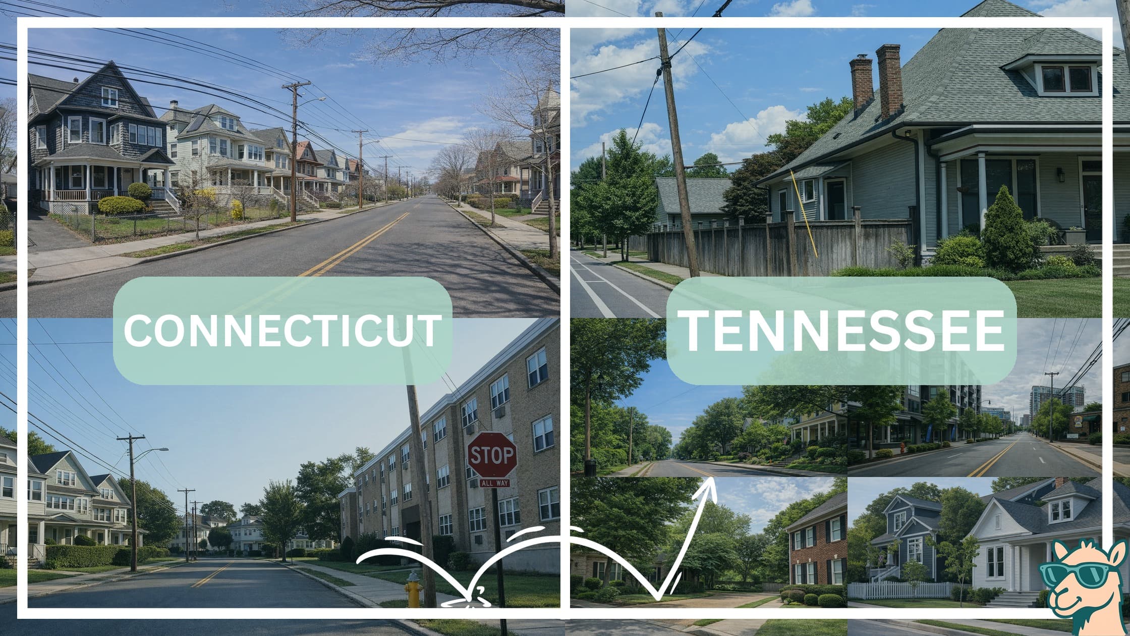 comparison of housing options and types between neighborhoods in Connecticut and Tennessee