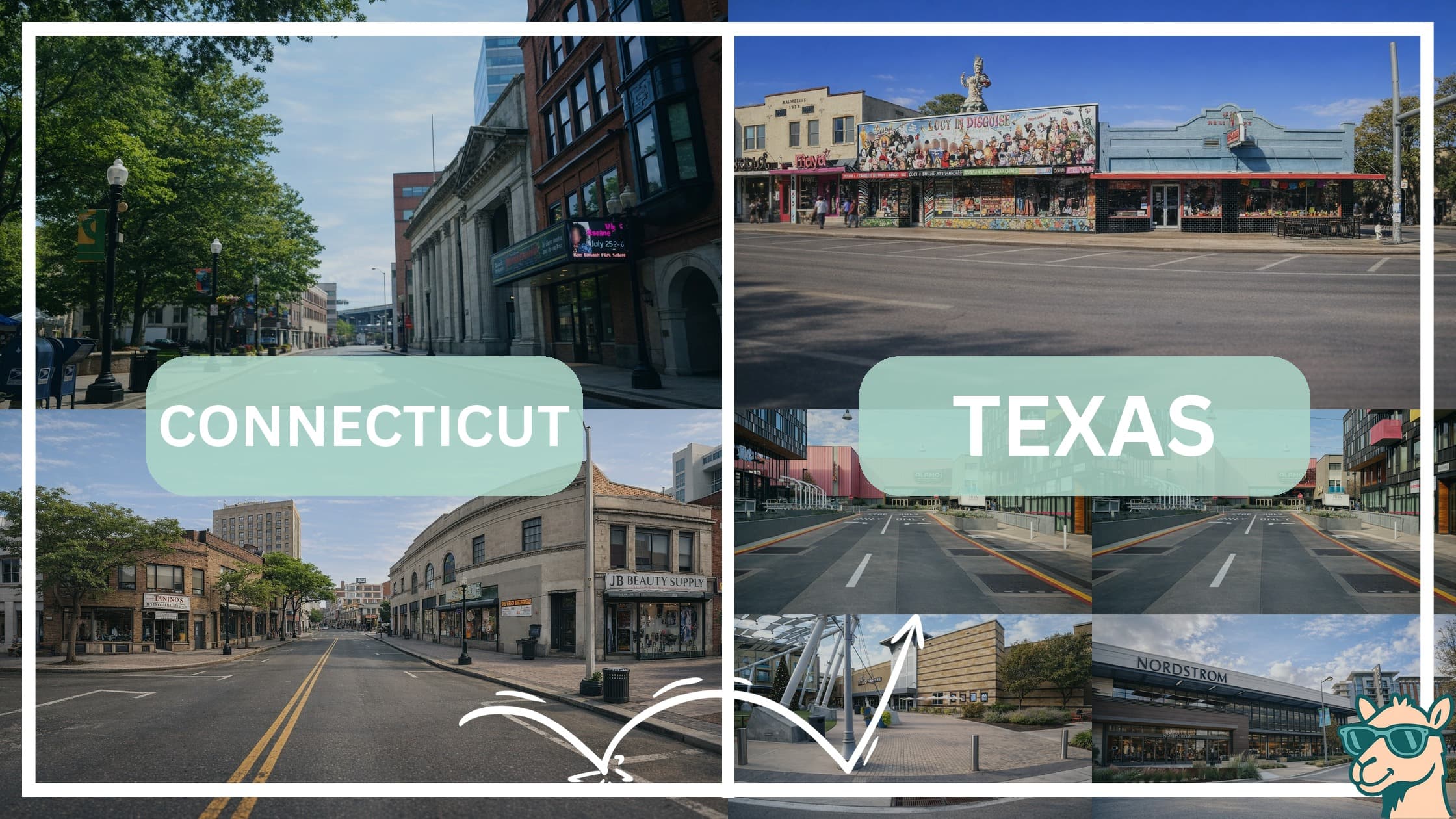 comparison of hotspots between neighborhoods in Connecticut and Texas