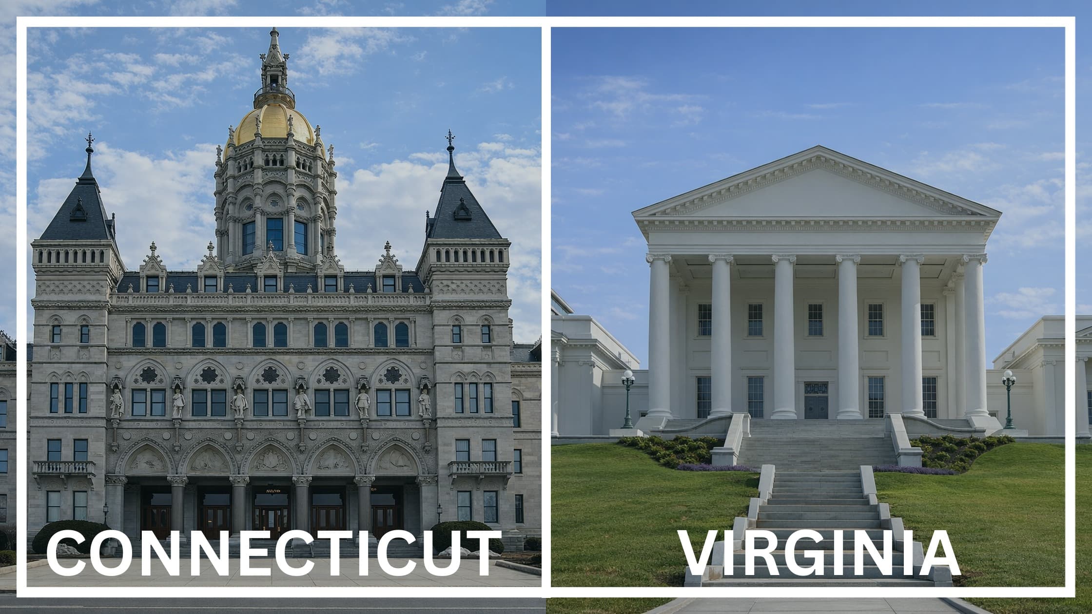 Comparing the state capitol buildings between Connecticut and Virginia.
