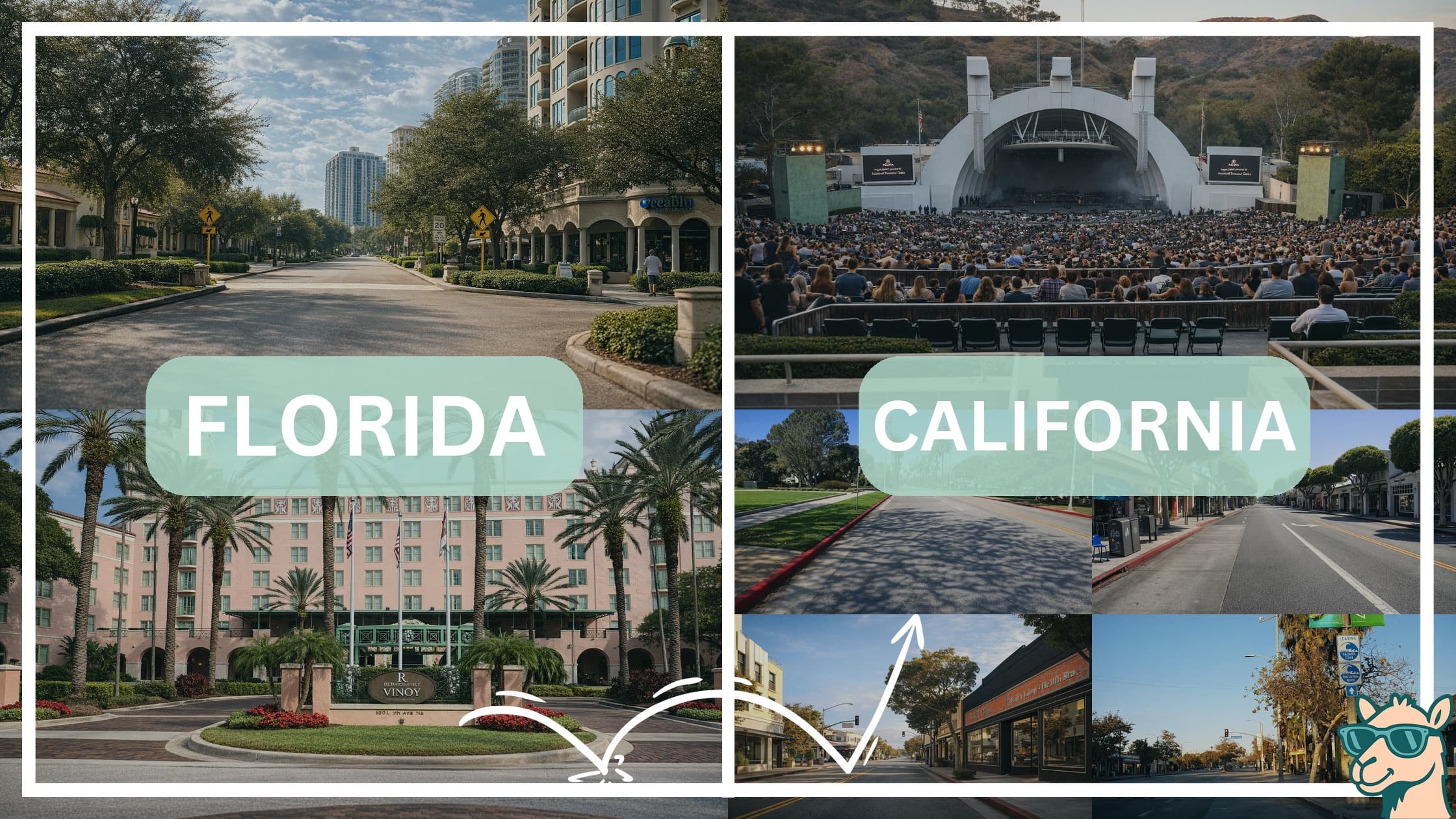 comparison of hotspots between neighborhoods in Florida and California