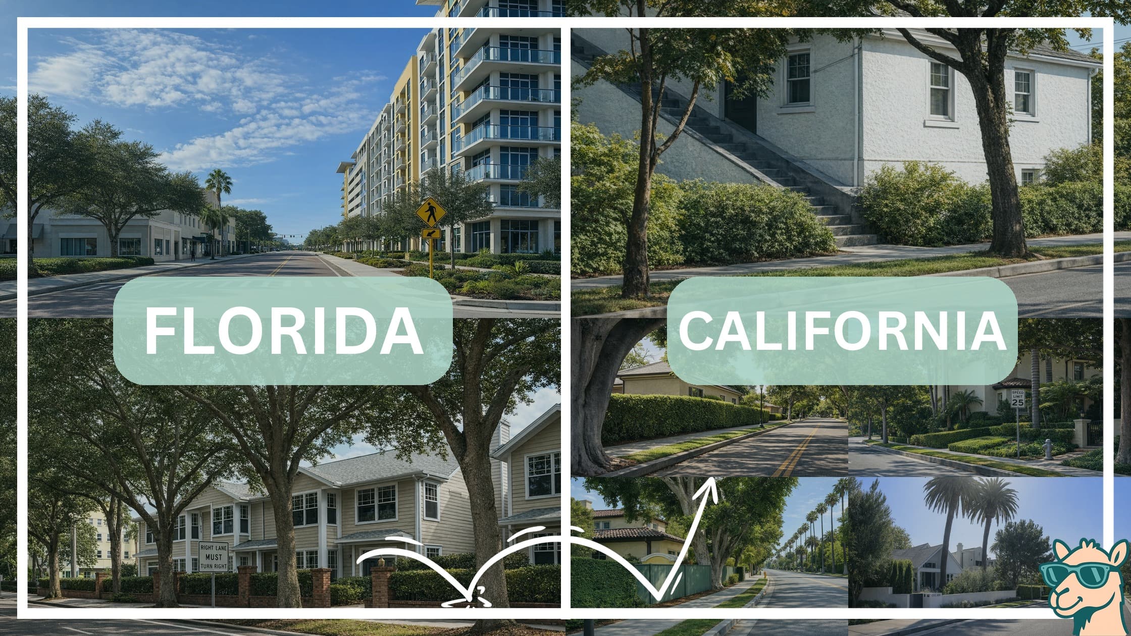 comparison of housing options and types between neighborhoods in Florida and California