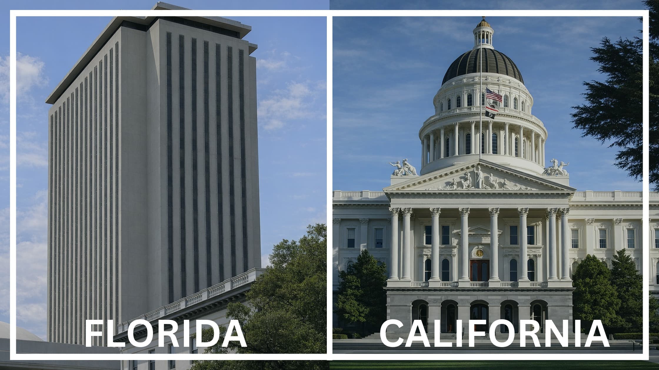 Comparing the state capitol buildings between Florida and California.