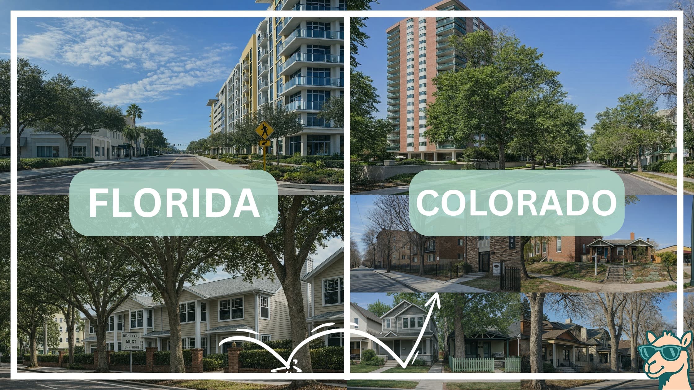 comparison of housing options and types between neighborhoods in Florida and Colorado