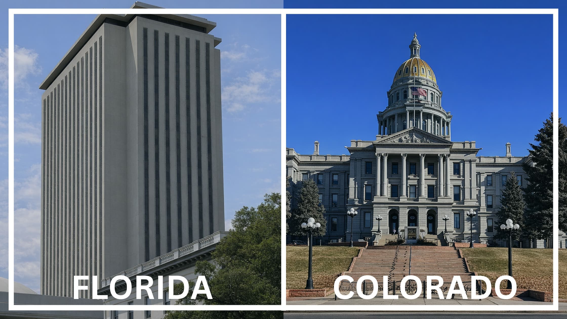 Comparing the state capitol buildings between Florida and Colorado.