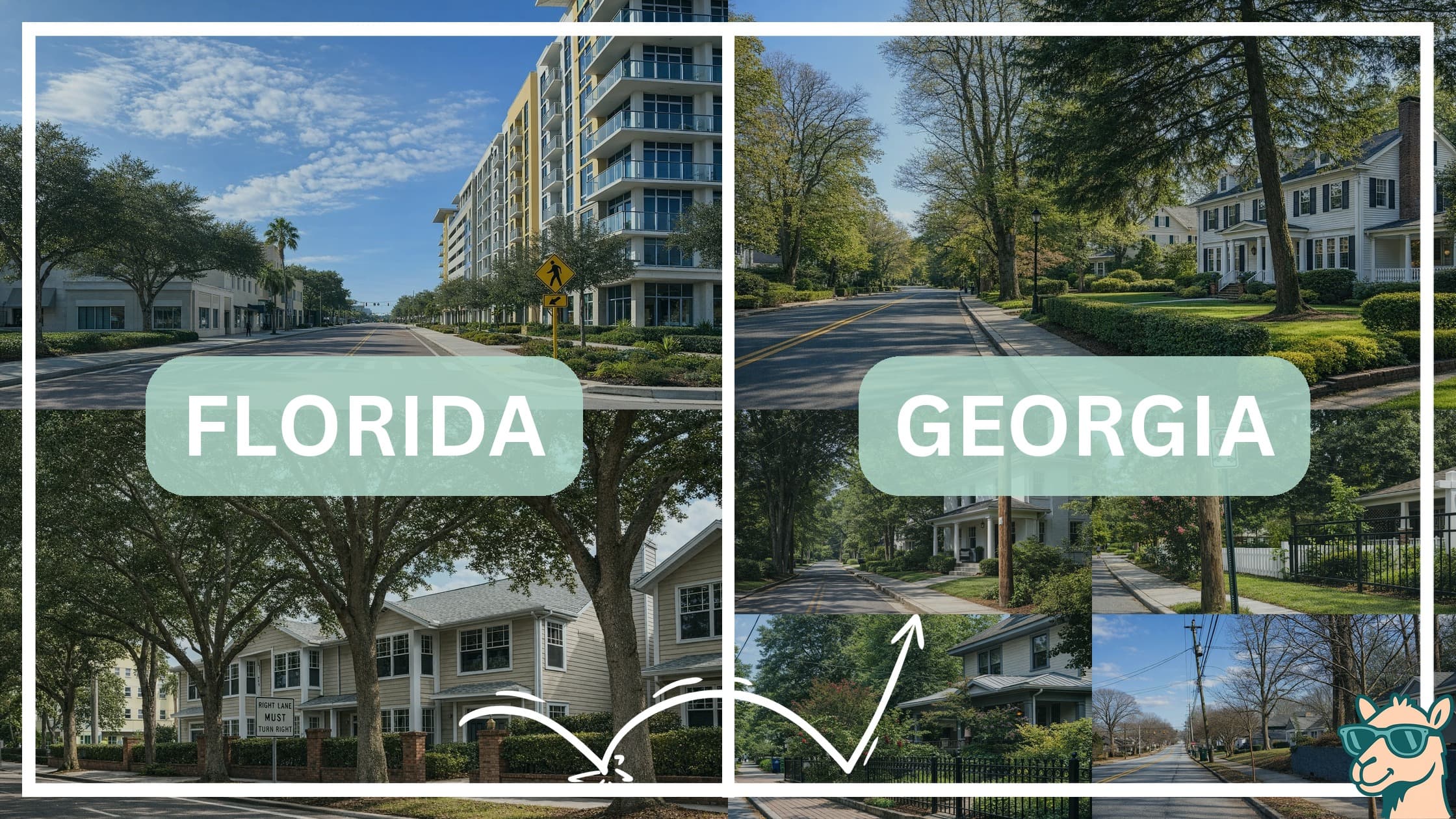 comparison of housing options and types between neighborhoods in Florida and Georgia