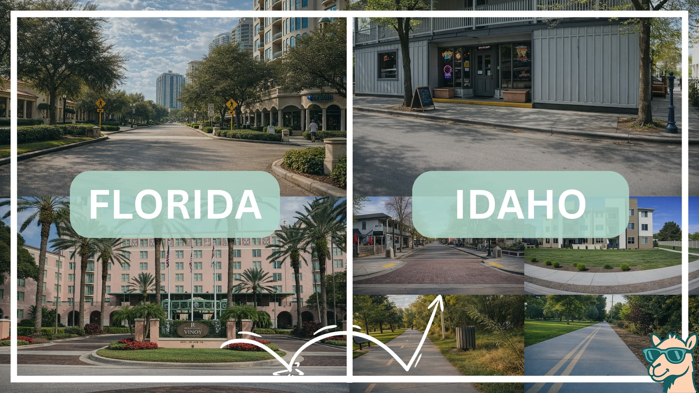 comparison of hotspots between neighborhoods in Florida and Idaho