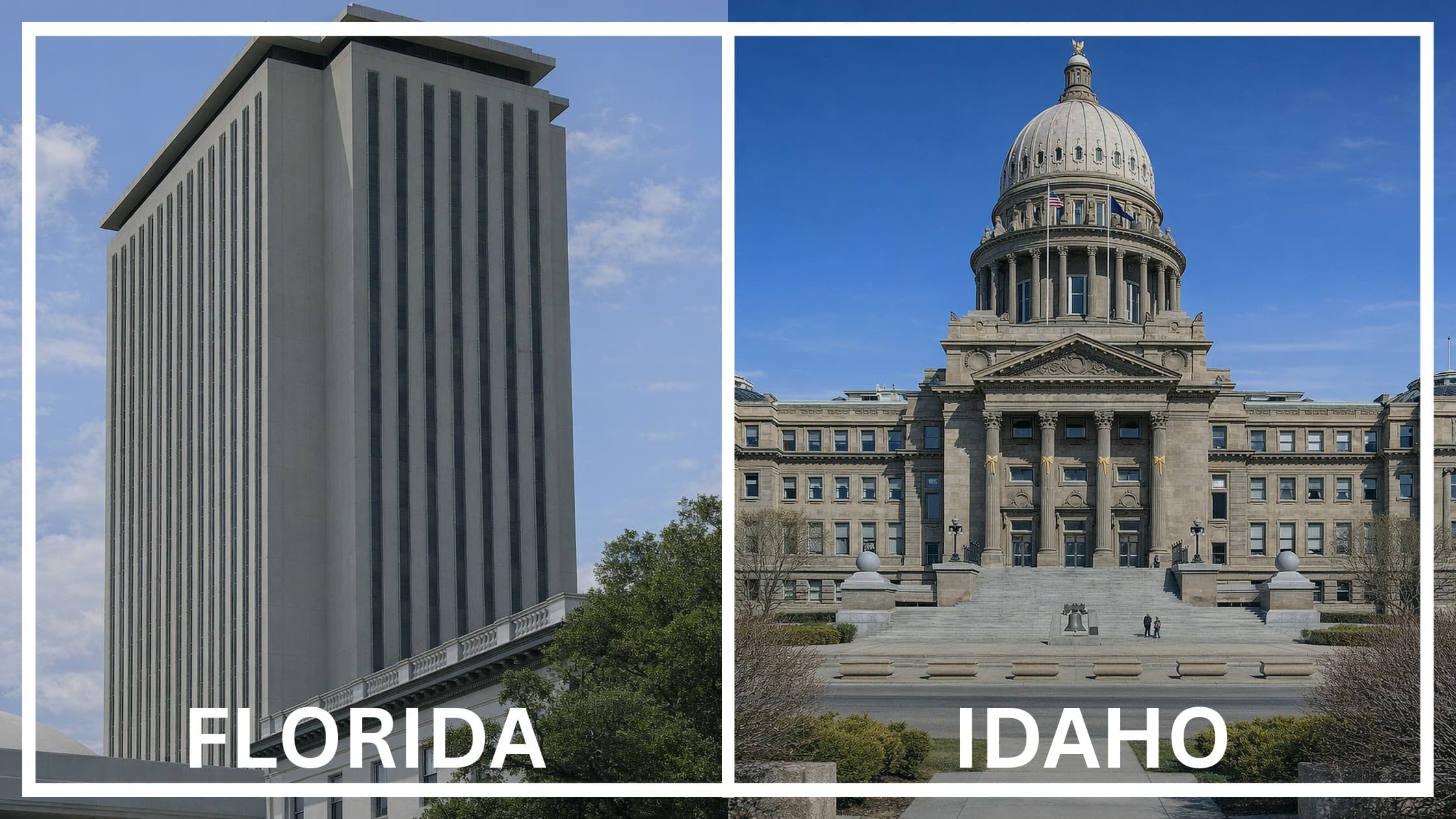 Comparing the state capitol buildings between Florida and Idaho.