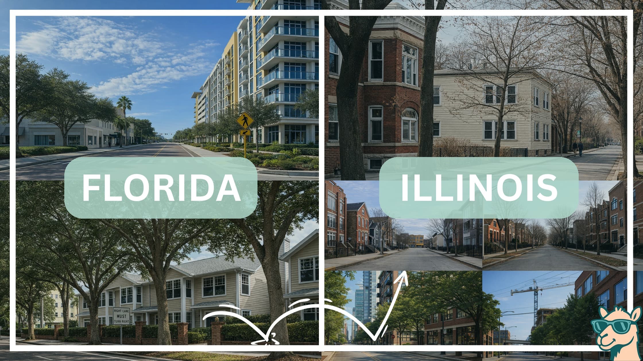 comparison of housing options and types between neighborhoods in Florida and Illinois