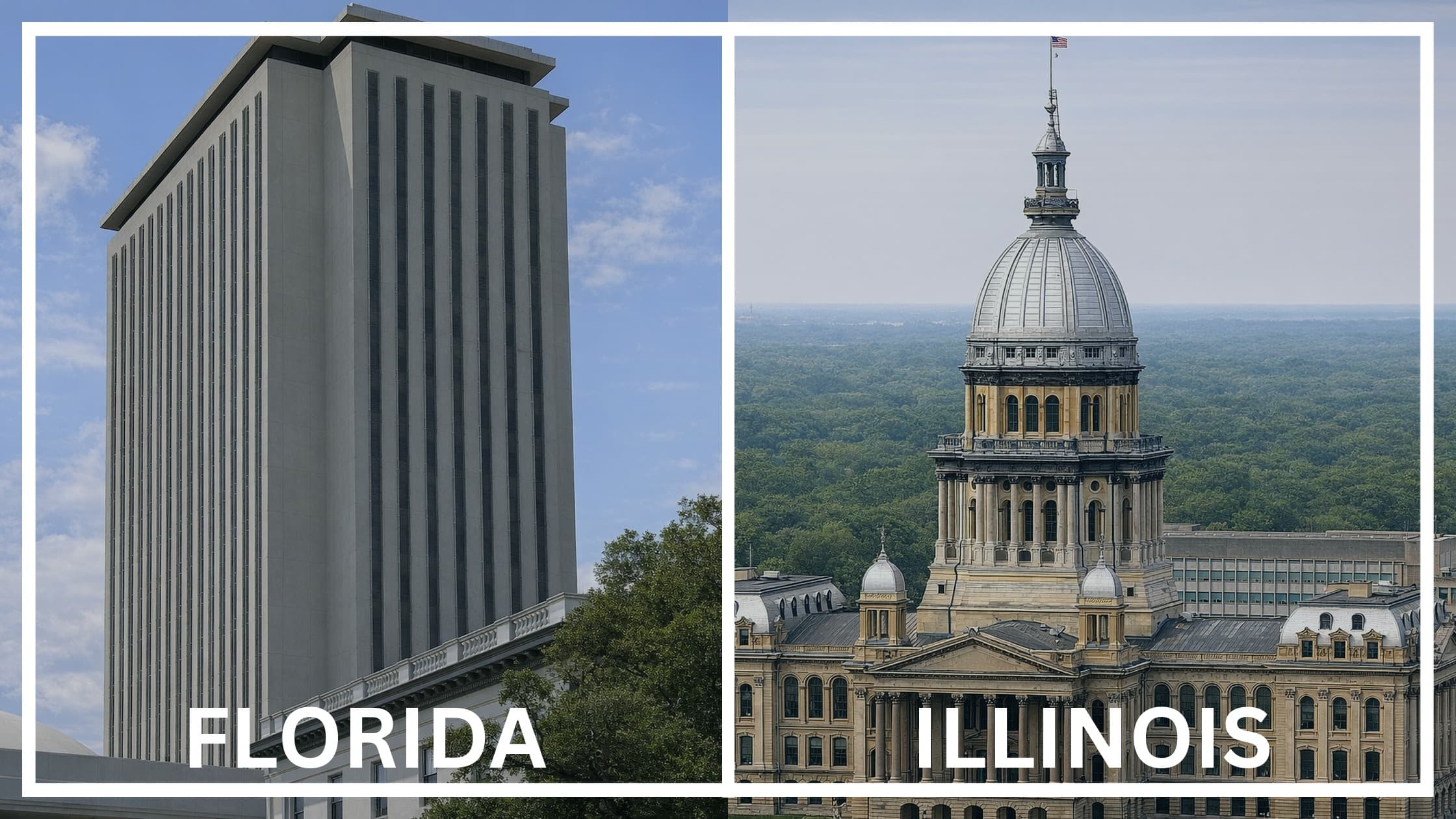 Comparing the state capitol buildings between Florida and Illinois.