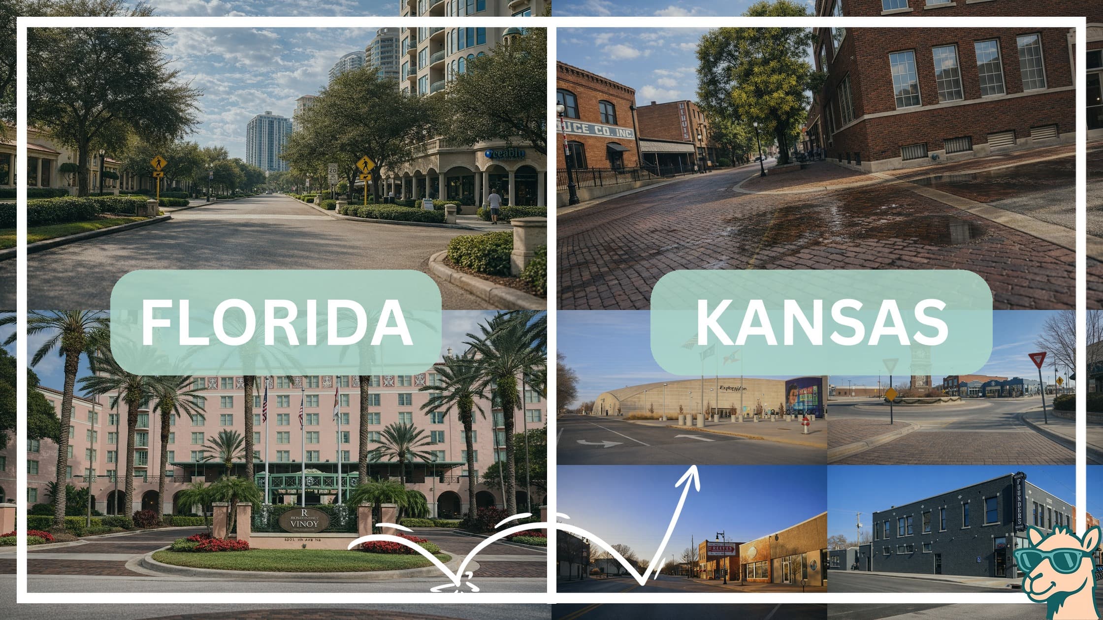 comparison of hotspots between neighborhoods in Florida and Kansas