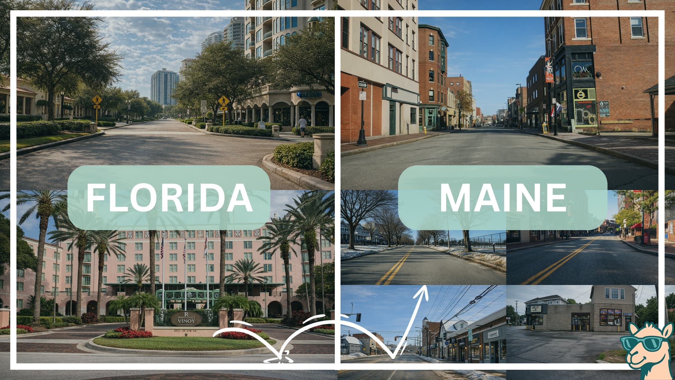 comparison of hotspots between neighborhoods in Florida and Maine