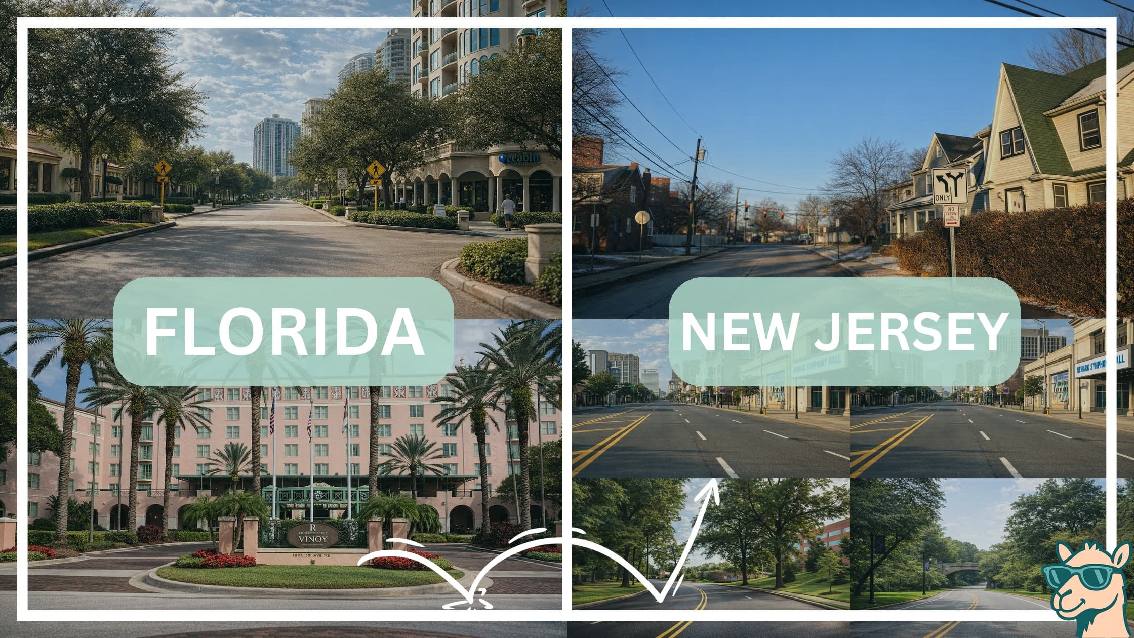 comparison of hotspots between neighborhoods in Florida and New Jersey