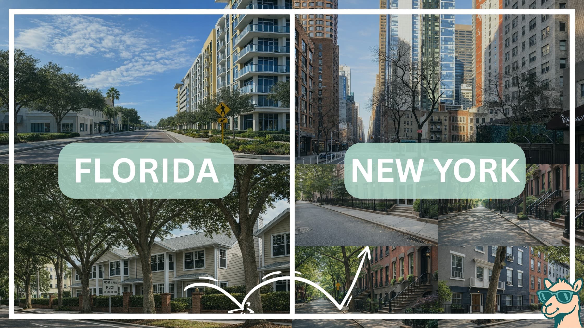 comparison of housing options and types between neighborhoods in Florida and New York