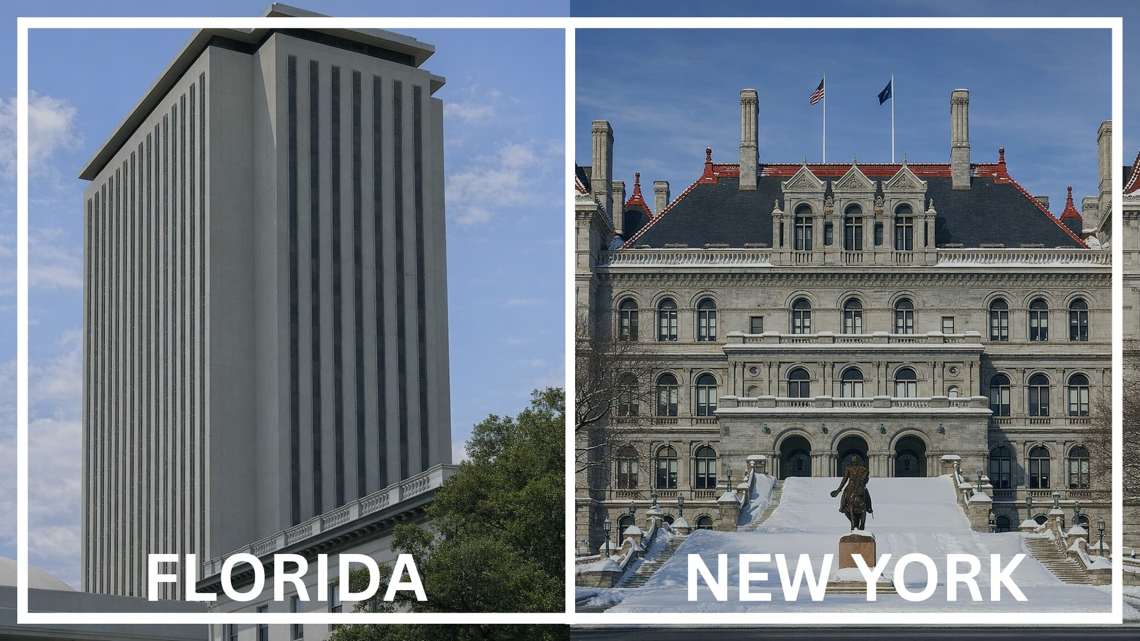 Comparing the state capitol buildings between Florida and New York.