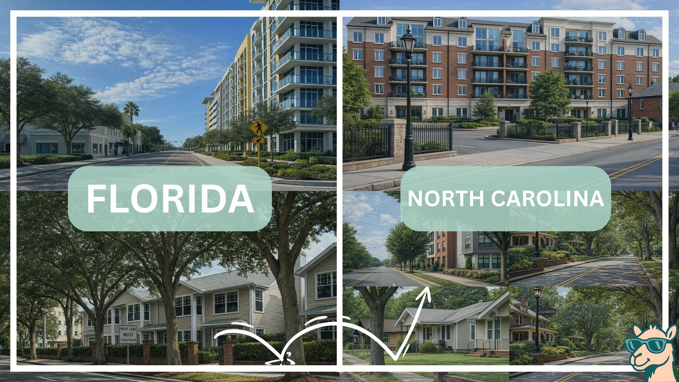comparison of housing options and types between neighborhoods in Florida and North Carolina