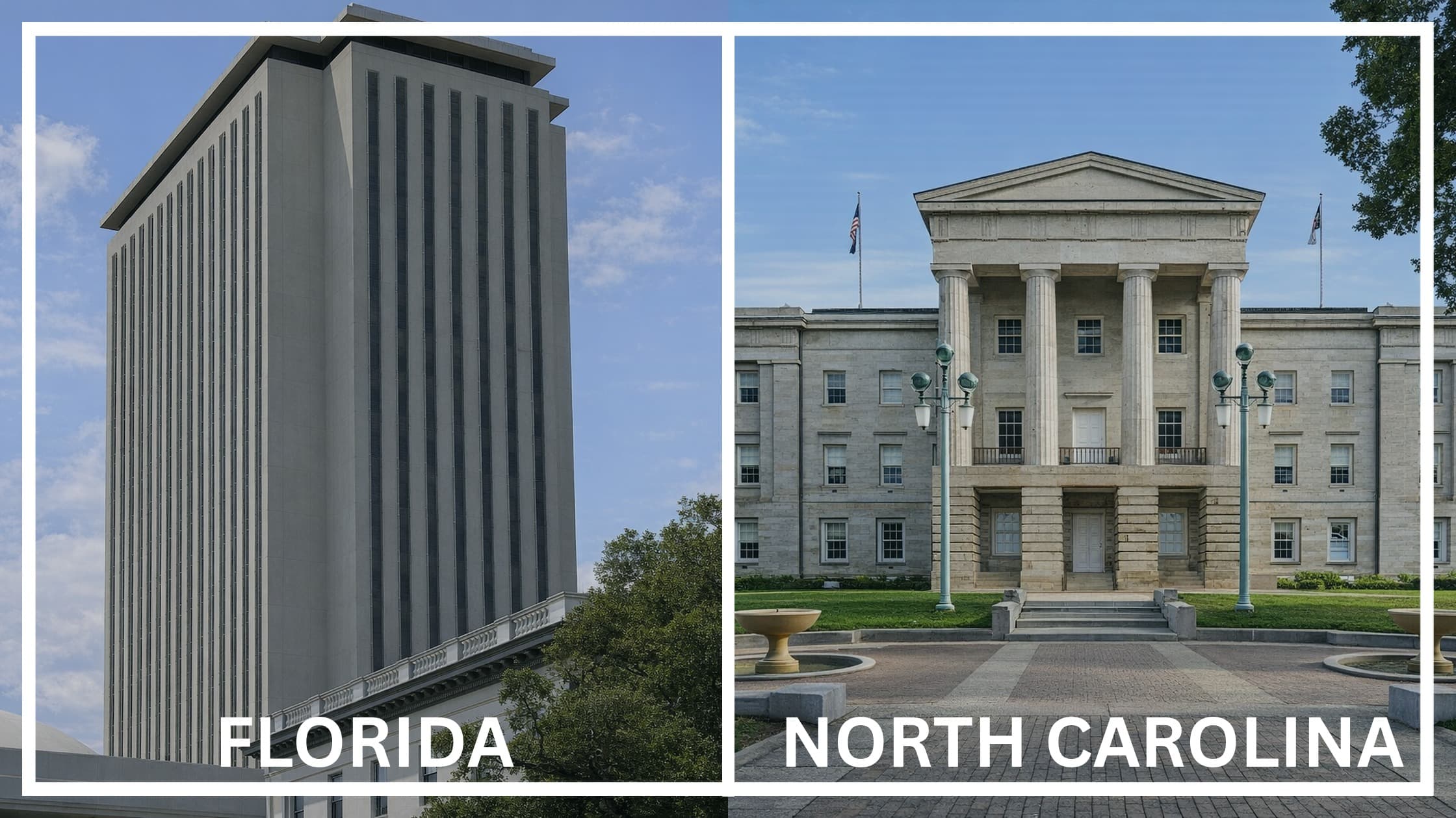 Comparing the state capitol buildings between Florida and North Carolina.
