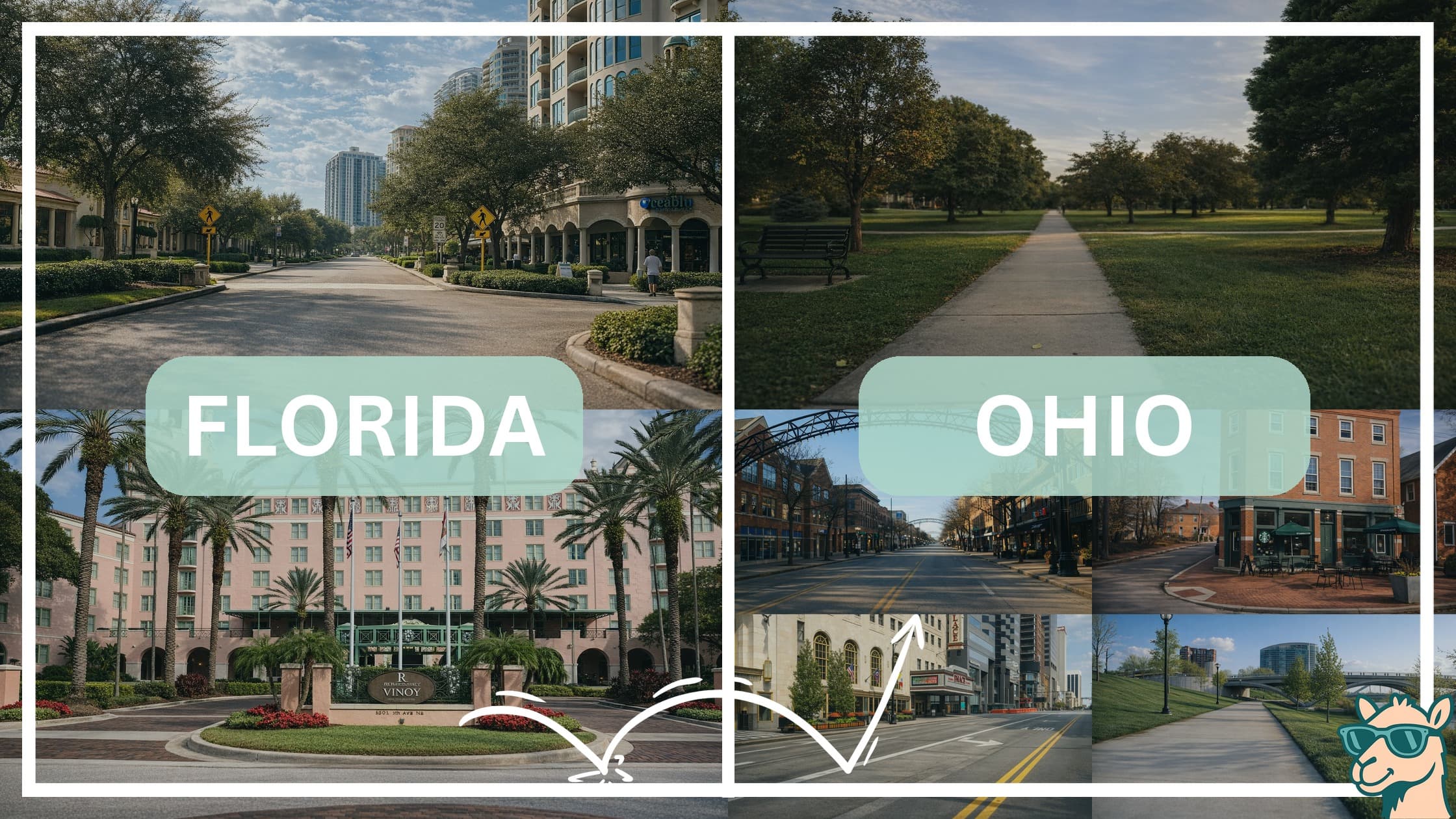 comparison of hotspots between neighborhoods in Florida and Ohio
