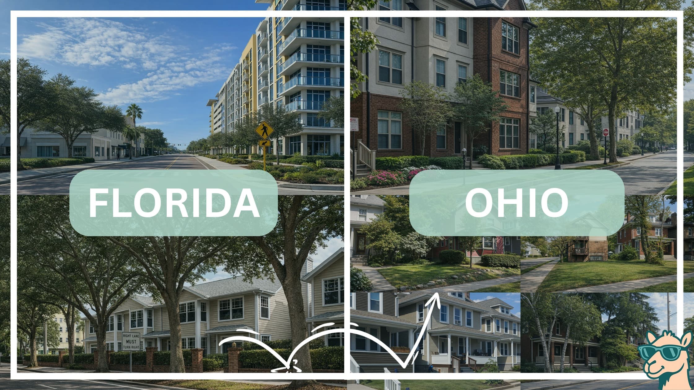 comparison of housing options and types between neighborhoods in Florida and Ohio