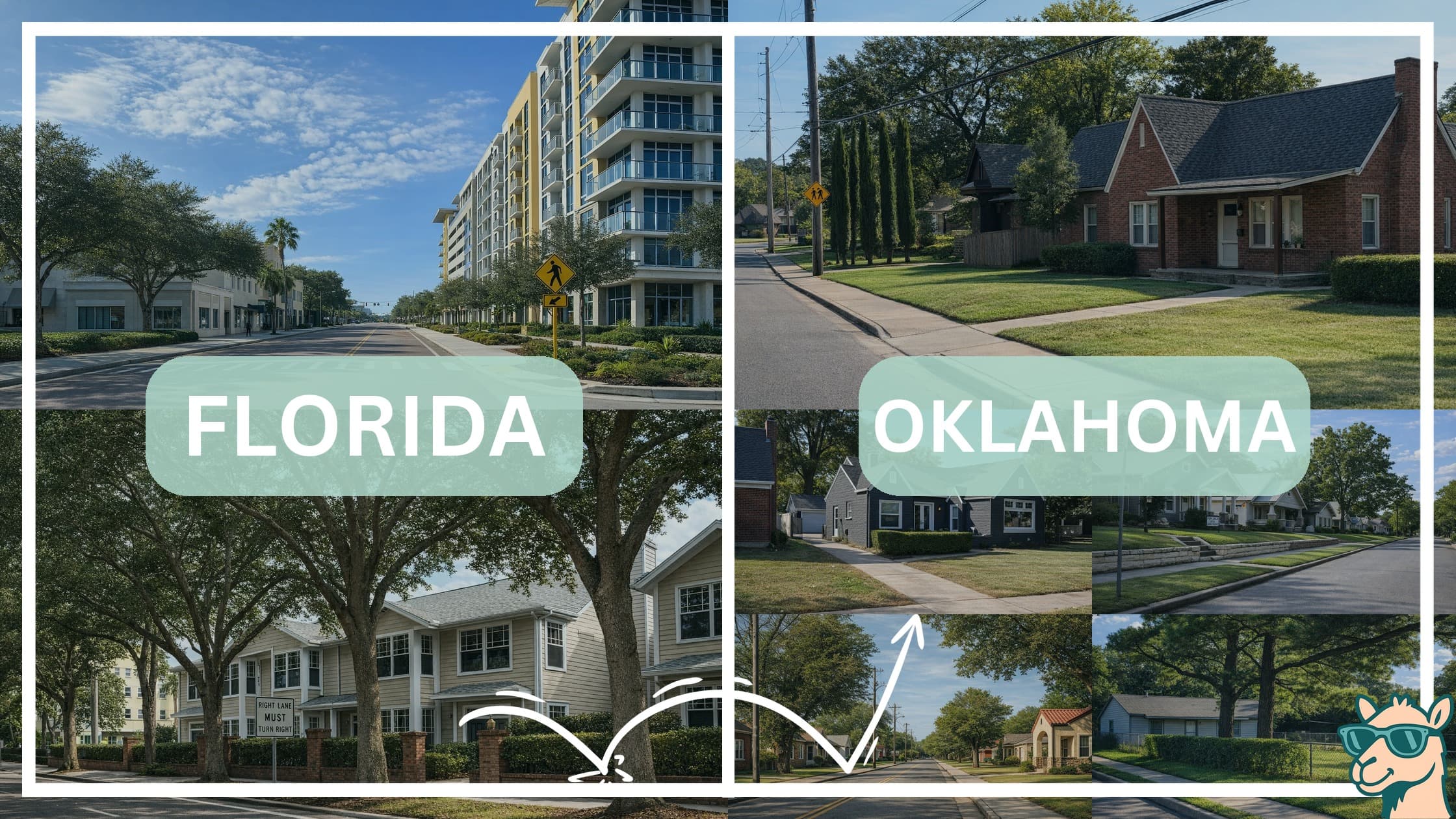 comparison of housing options and types between neighborhoods in Florida and Oklahoma